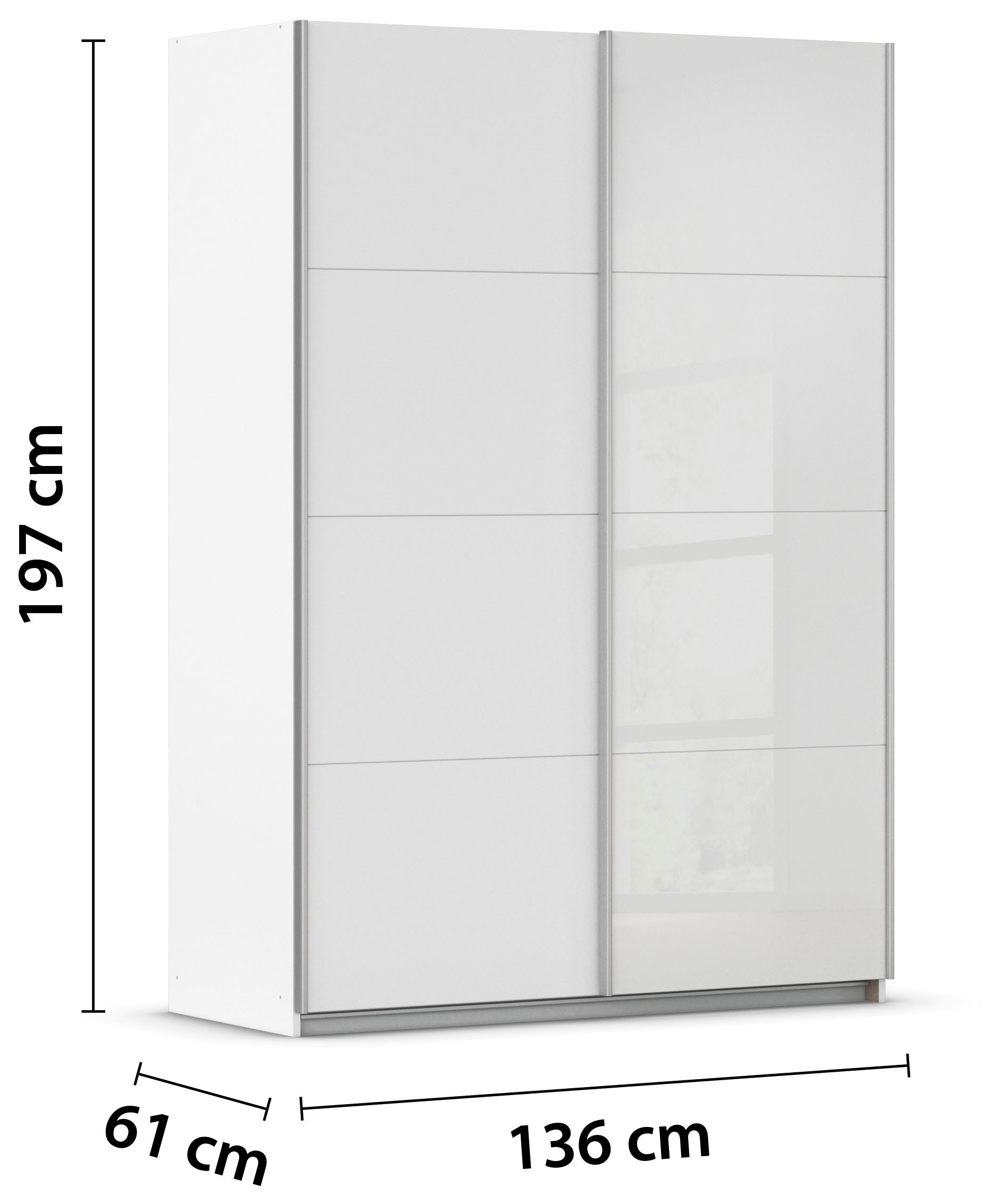 rauch Schwebetürenschrank »Subito Kleiderschrank Bestseller« Schlafzimmerschrank Glas- und Spiegel Breiten 136 & 181 - Höhe 197 cm