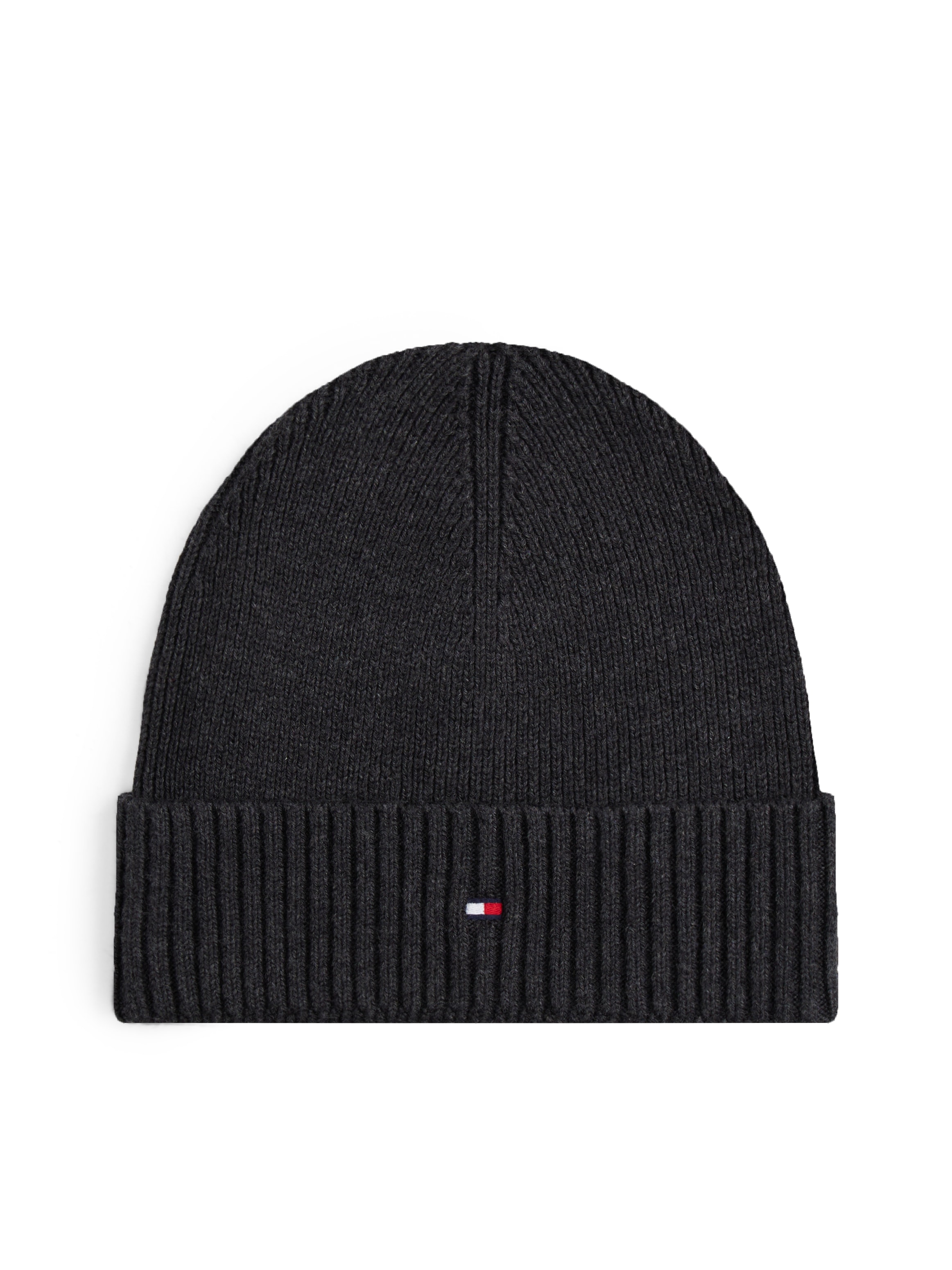 Tommy Hilfiger Strickmütze »TH FLAG PIMA COTTON BEANIE« Beanie mit Logostickerei, mit Kaschmiranteil Unisex