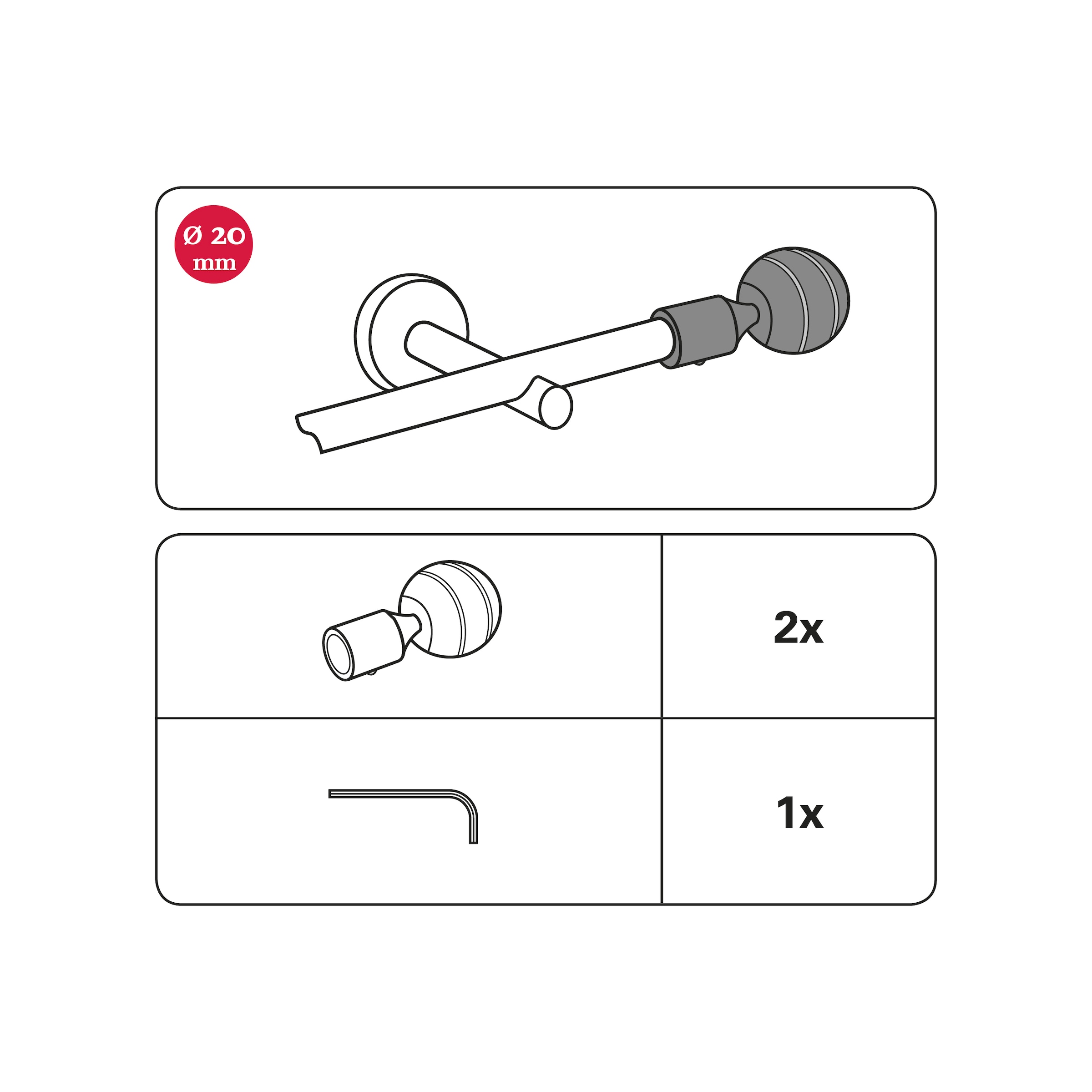 GARDINIA Gardinenstangen-Endstück »Kugel«, (2 St.), Serie Einzelprogramm Ch günstig online kaufen