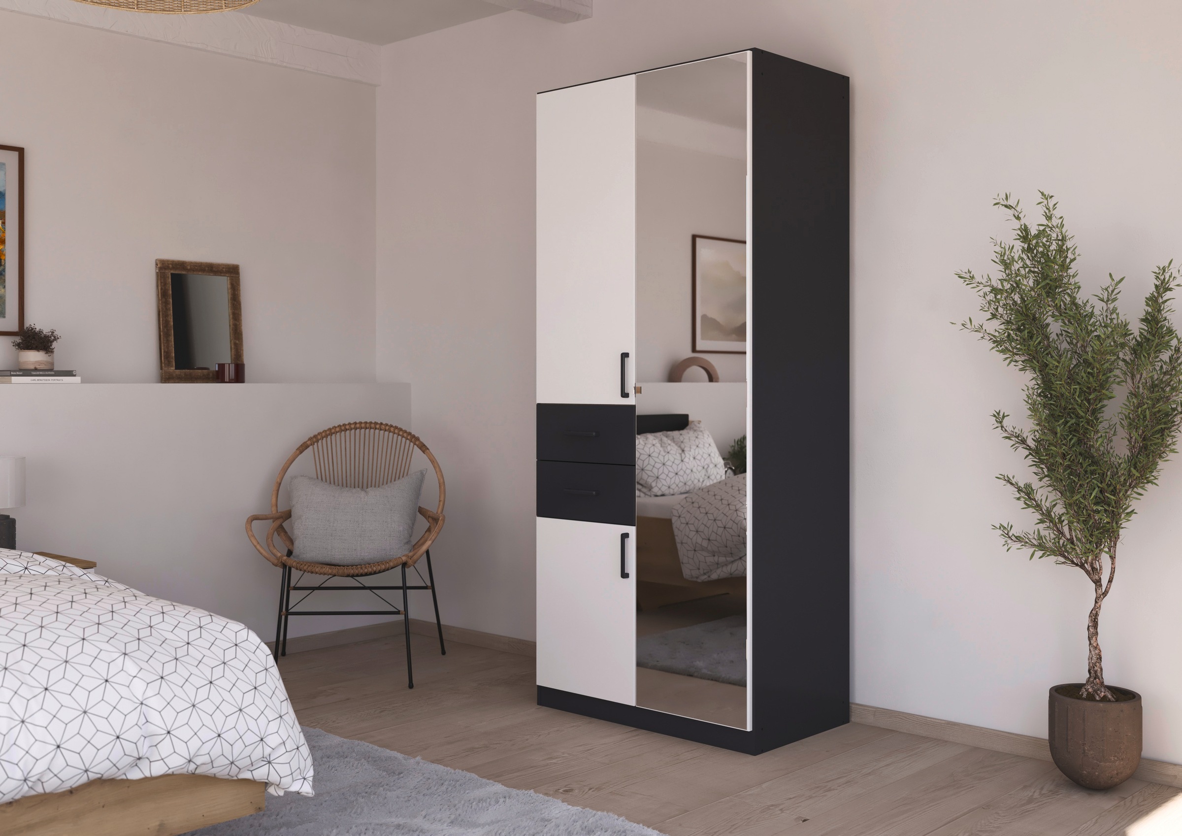 rauch Drehtürenschrank "Maika" mit Spiegel, 2 Schubladen, in verschiedenen günstig online kaufen