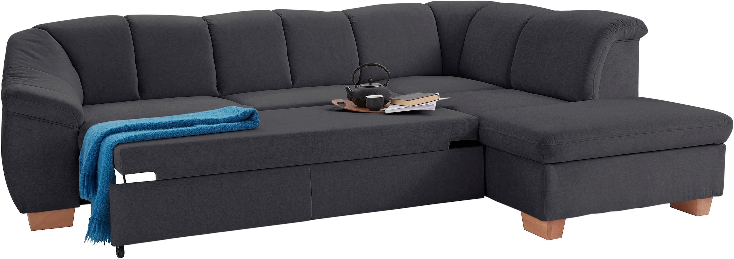 sit&more Ecksofa »Santo L-Form«, mit Federkern, wahlweise mit Bettfunktion und Stauraum