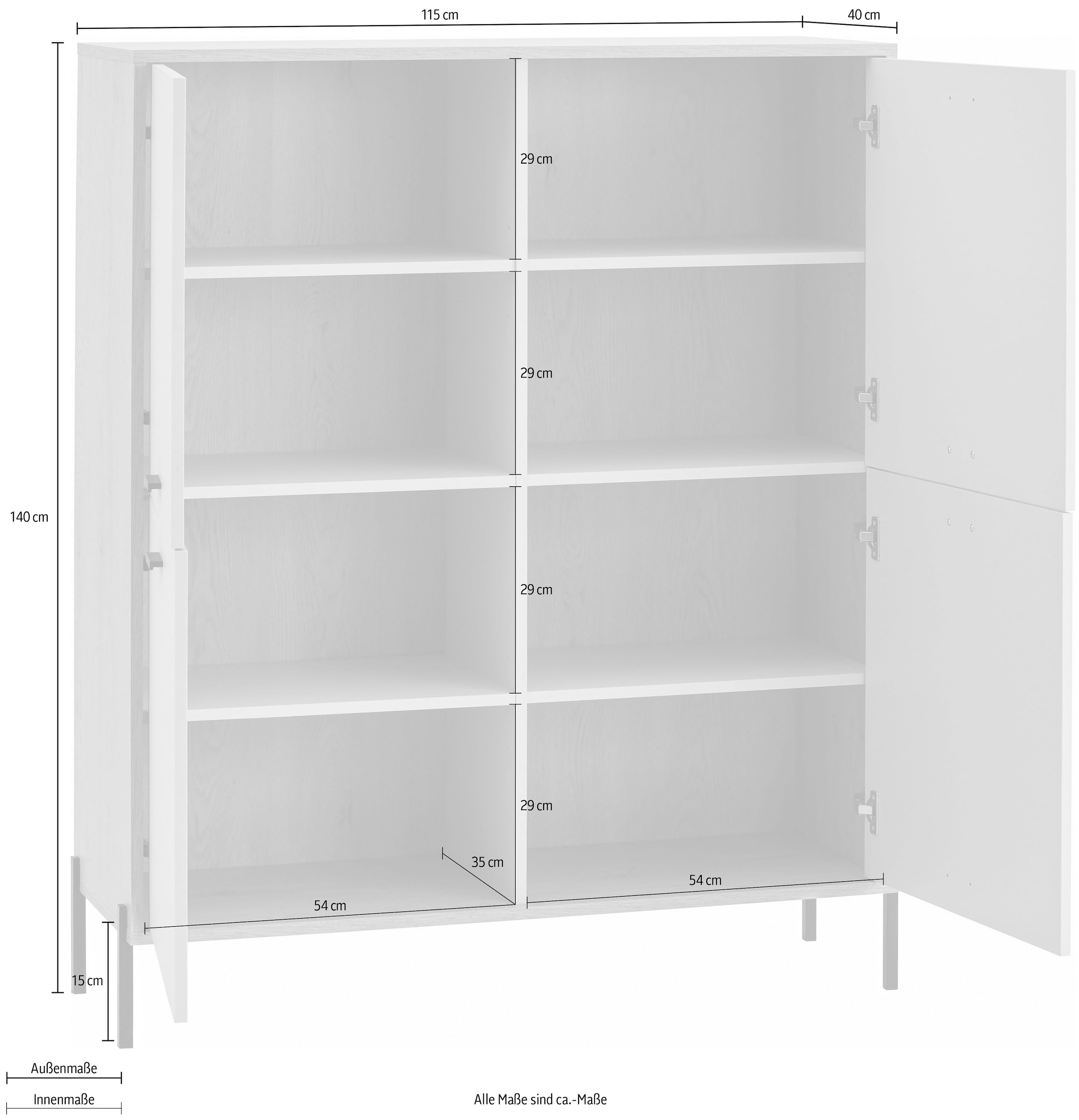 Home affaire Wohnwand »Fredericia, moderne Anbauwand, Komplettset in Kaschmir« Set, 4 Stk. tlg.