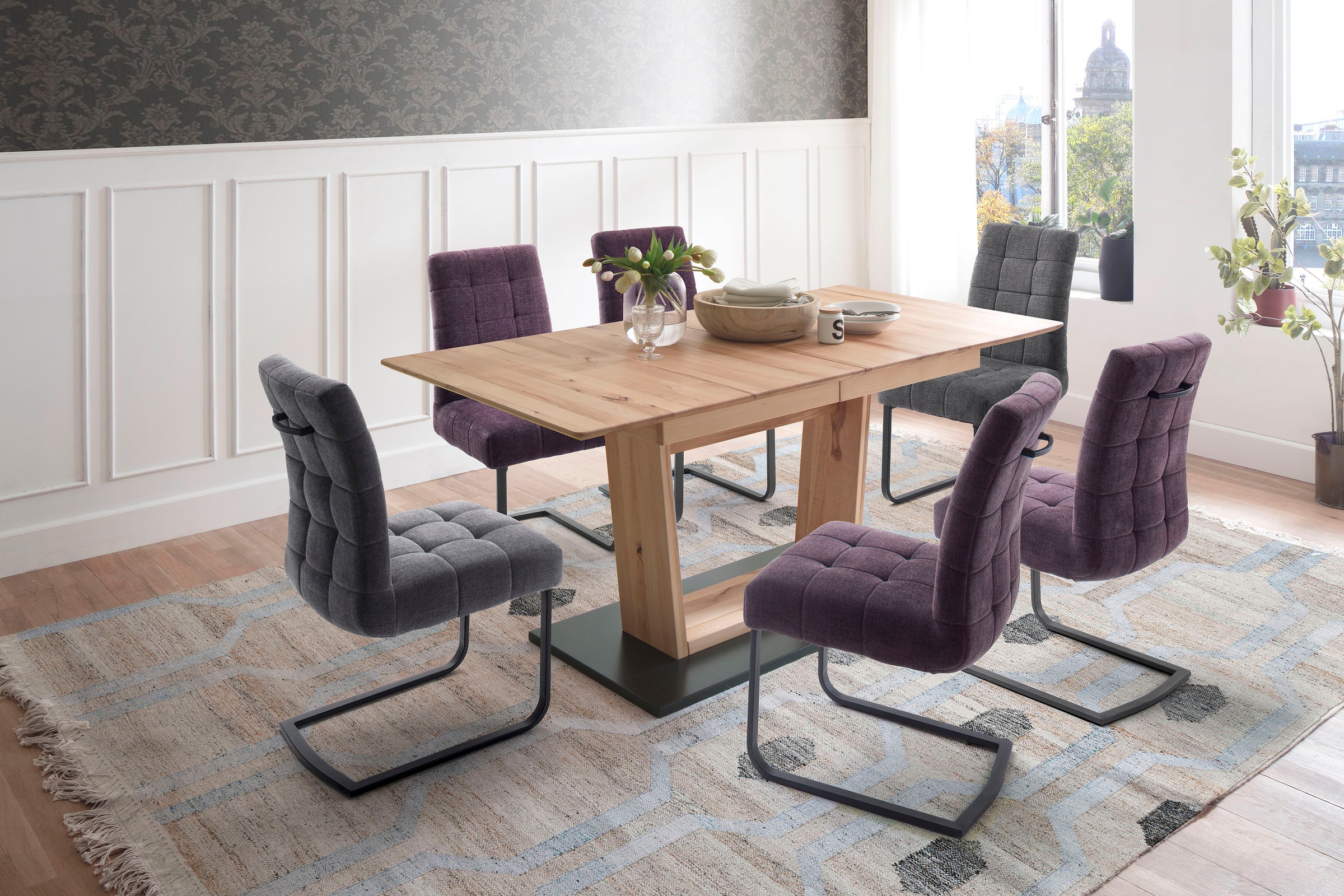 MCA furniture Esstisch »Cuba«, Esstisch Massivholz ausziehbar, Tischplatte mit Synchronauszug