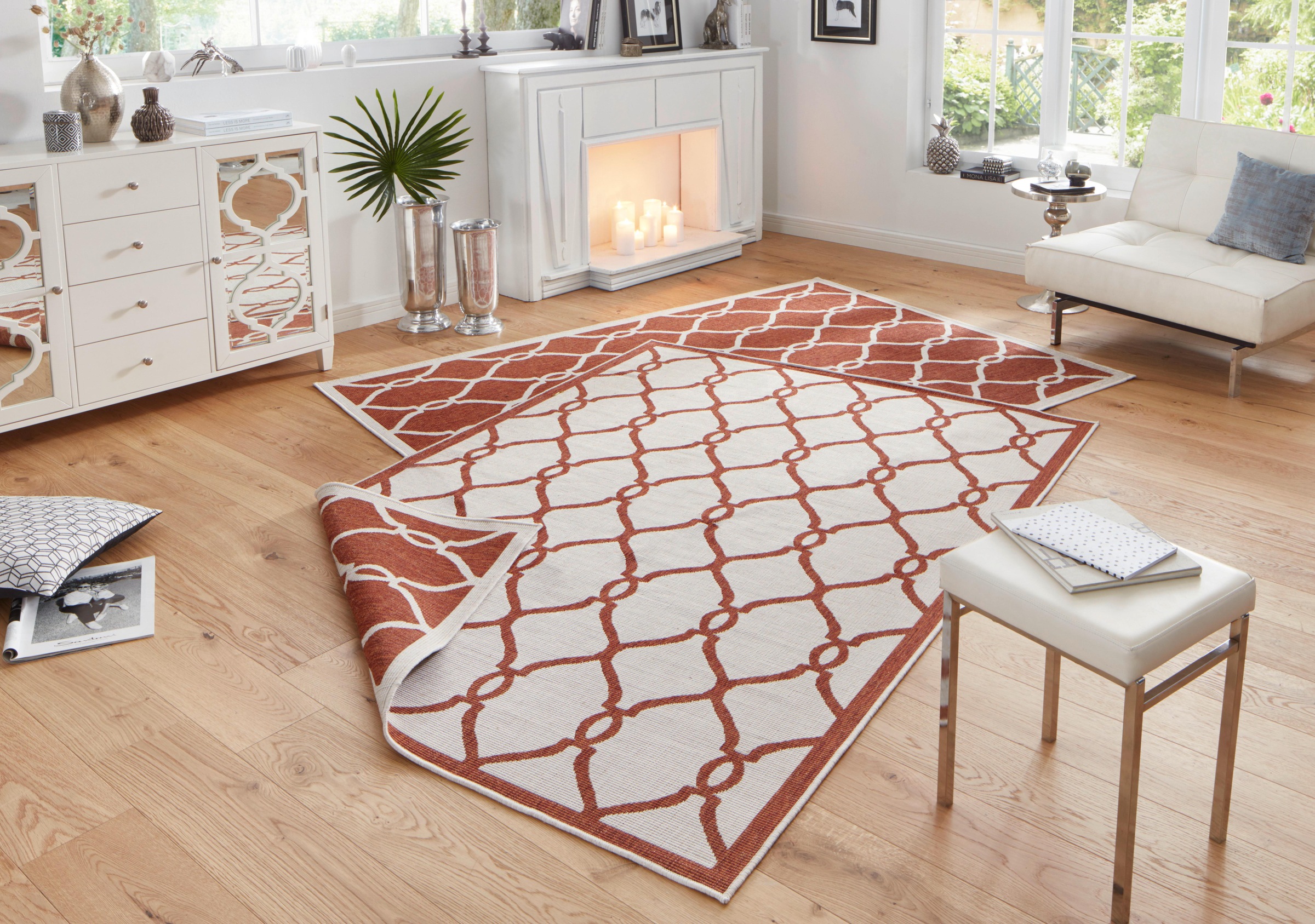 NORTHRUGS Teppich »Rimini«, rechteckig, 5 mm Höhe, In-und Outdoor geeignet, Robust, Pflegeleicht, Flachgewebe, Wendbar