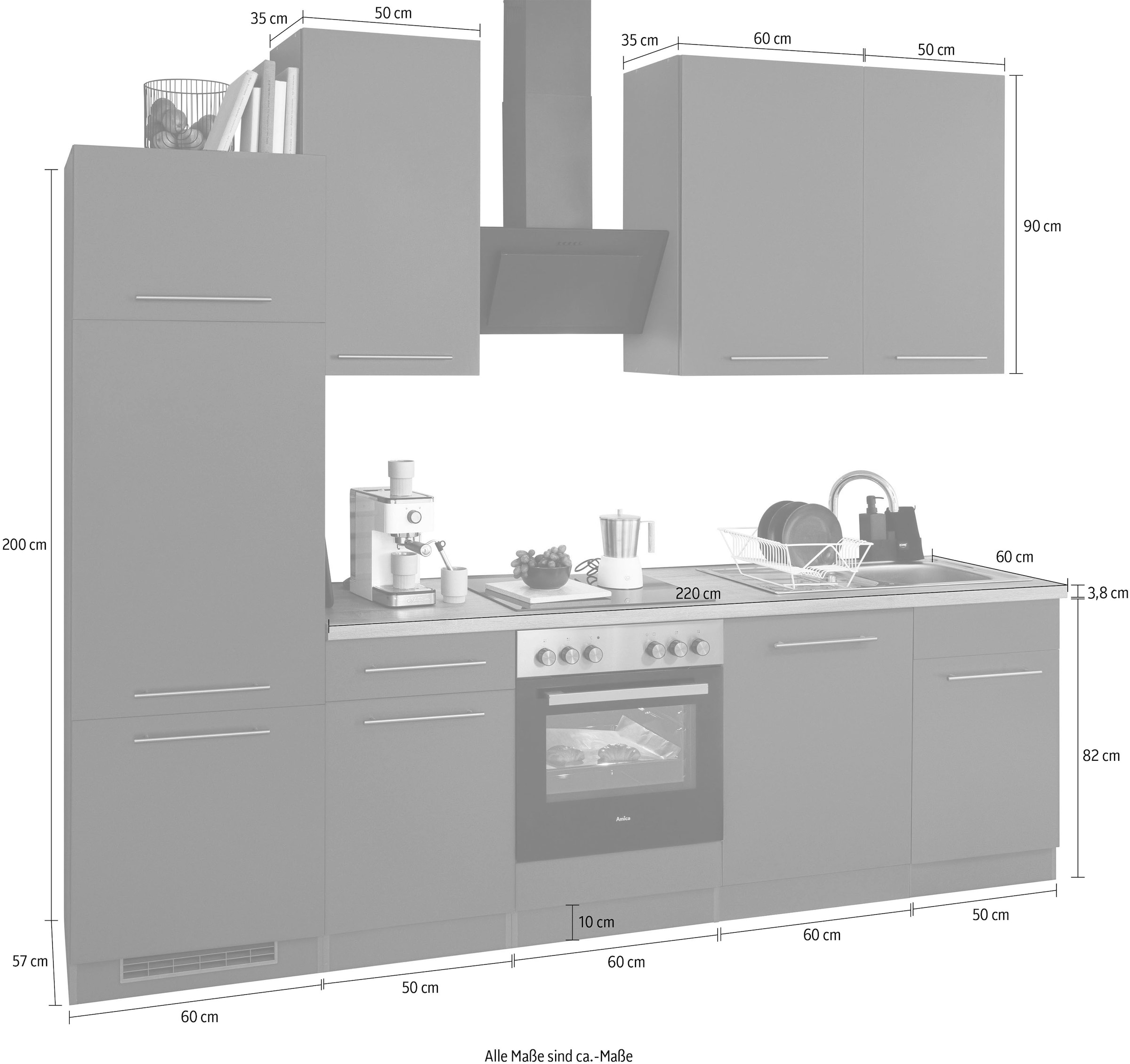 wiho Küchen Küchenzeile »Unna« mit E-Geräten, Breite 280 cm
