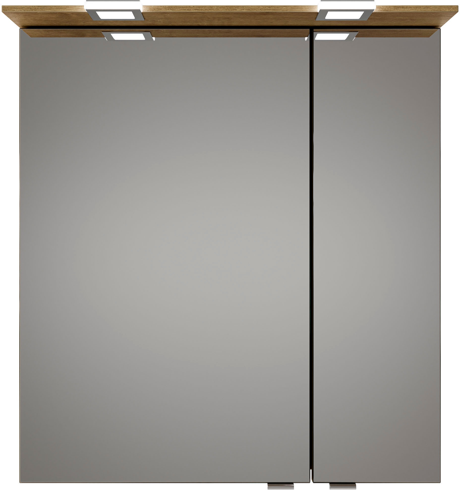Saphir Badmöbel-Set »Serie 6025 2-teilig Mineralmarmor-Waschtisch mit LED-Spiegelschrank«, (2 St.), Waschplatz 67 cm breit, 2 Schubladen, 2 Spiegel-Türen, inkl Türdämpfer