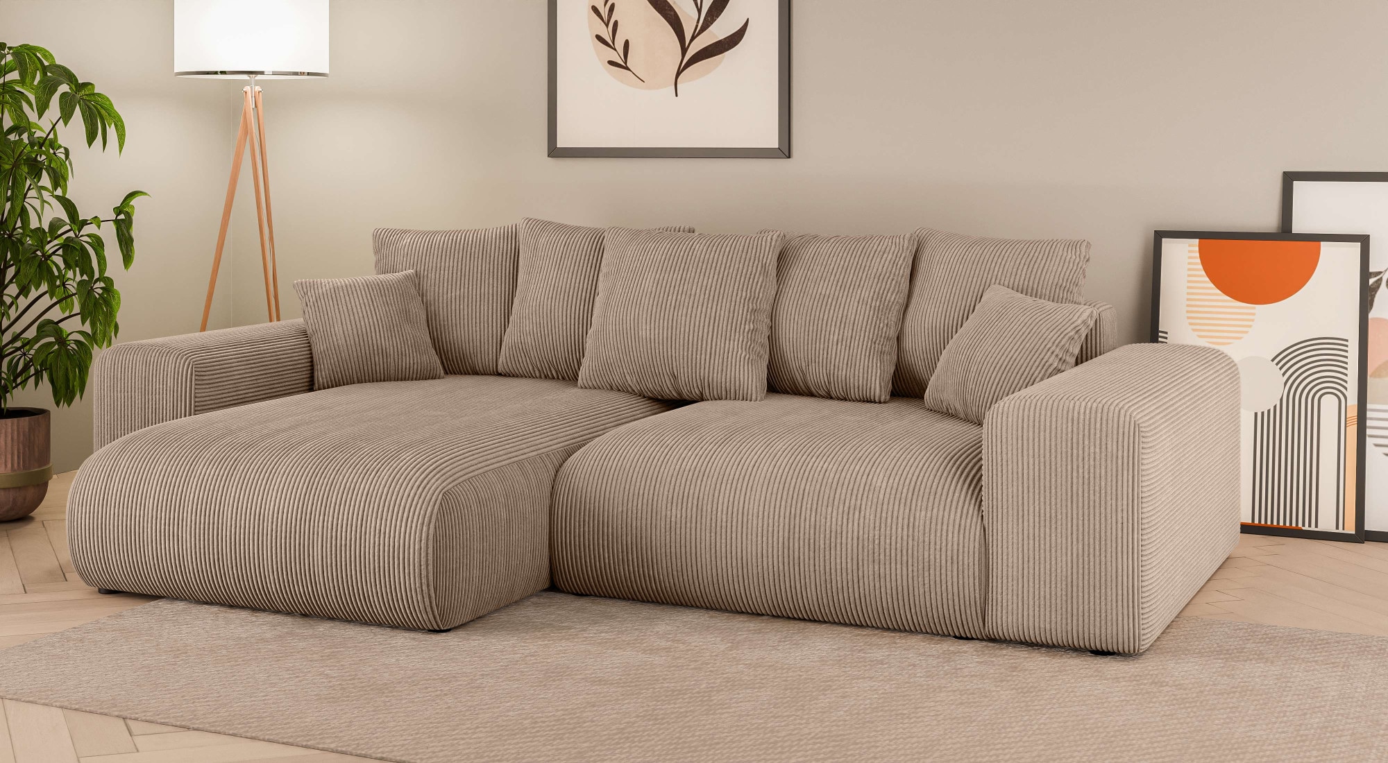 Home affaire Ecksofa »LAKESIDE mit Bettfunktion und Bettkasten, B/T/H 257/166/84 cm«