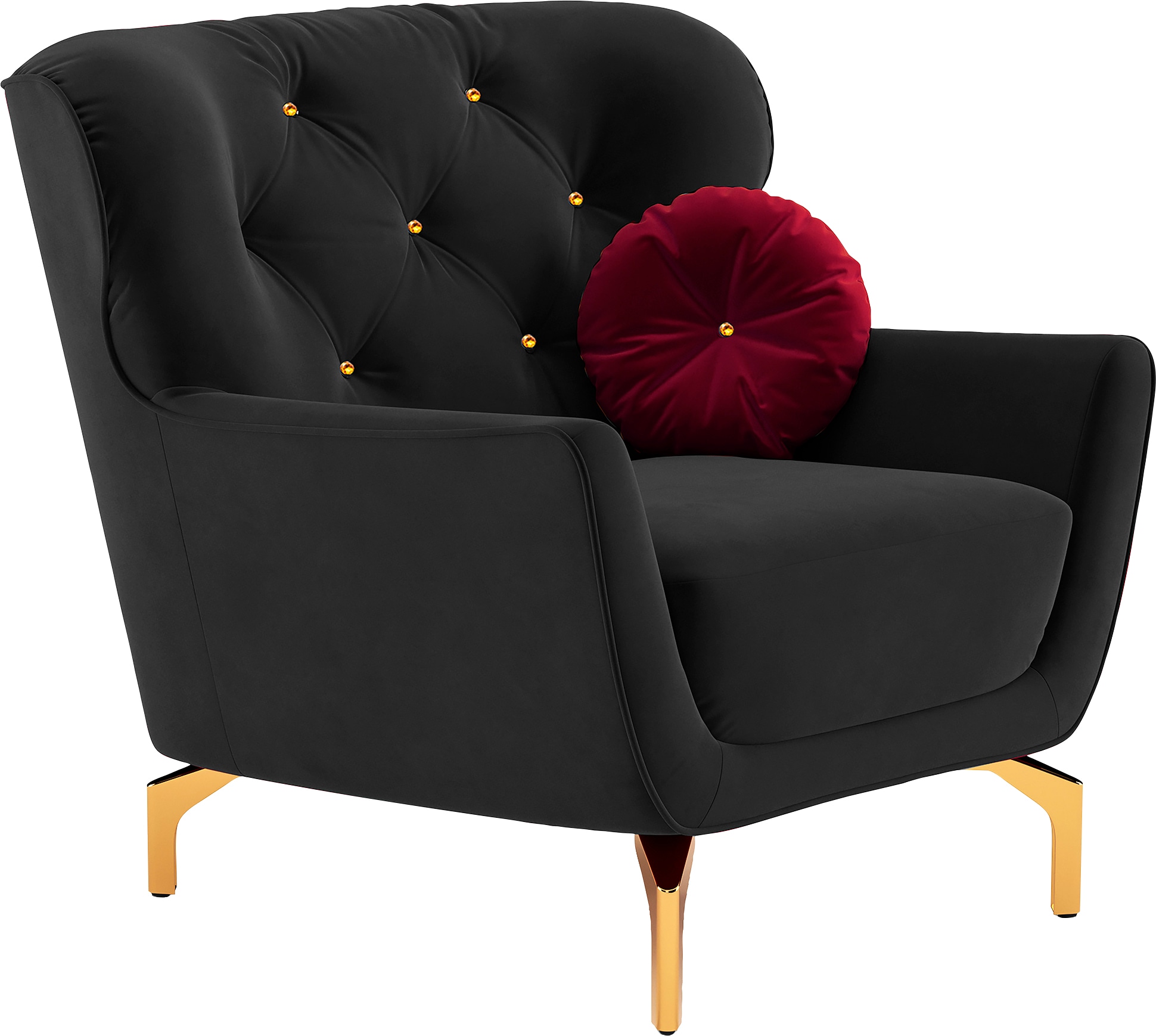 sit&more Sessel »Orient 3«, inkl. 1 Zierkissen mit Strass-Stein, goldfarbene Metallfüße