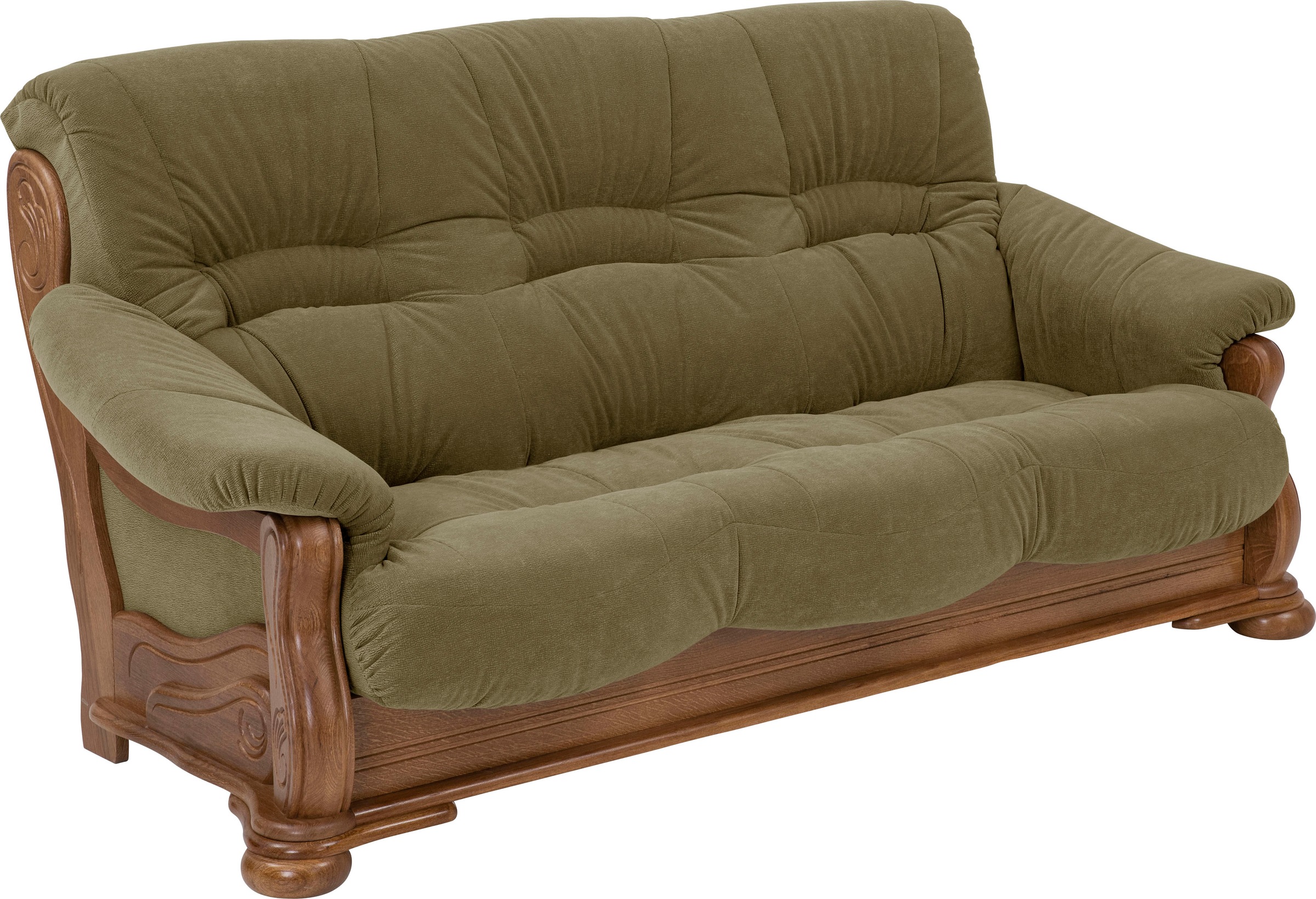 Max Winzer® Polstergarnitur »Texas Set besehend aus 2er- und 3er-Sofa, bequeme legere Polsterung«, mit dekorativem Eichenholzgestell, Retro Klassiker