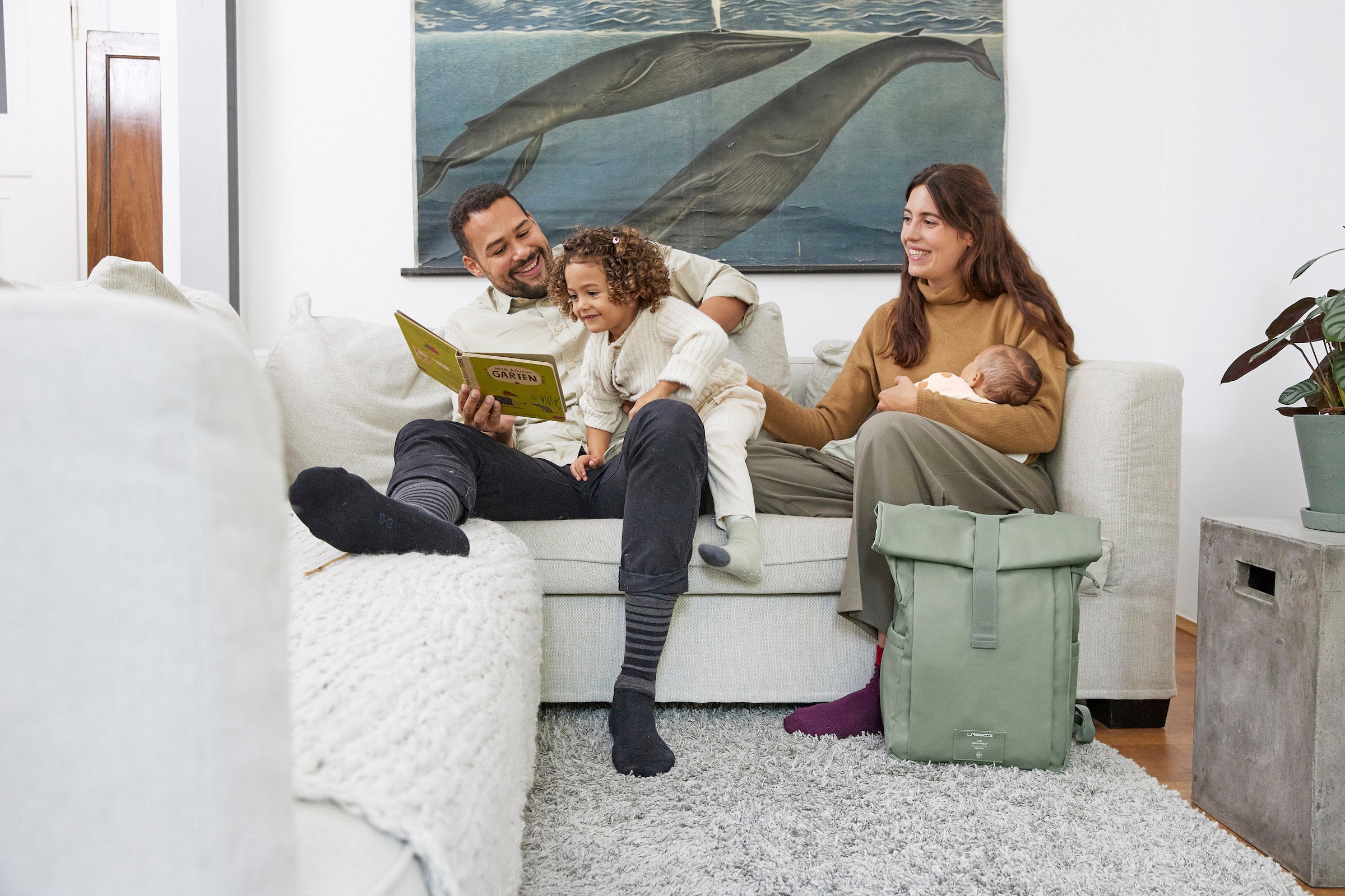 LÄSSIG Wickelrucksack »Green Label, Rolltop Up, silver green«, vegan; zum Teil aus recyceltem Material