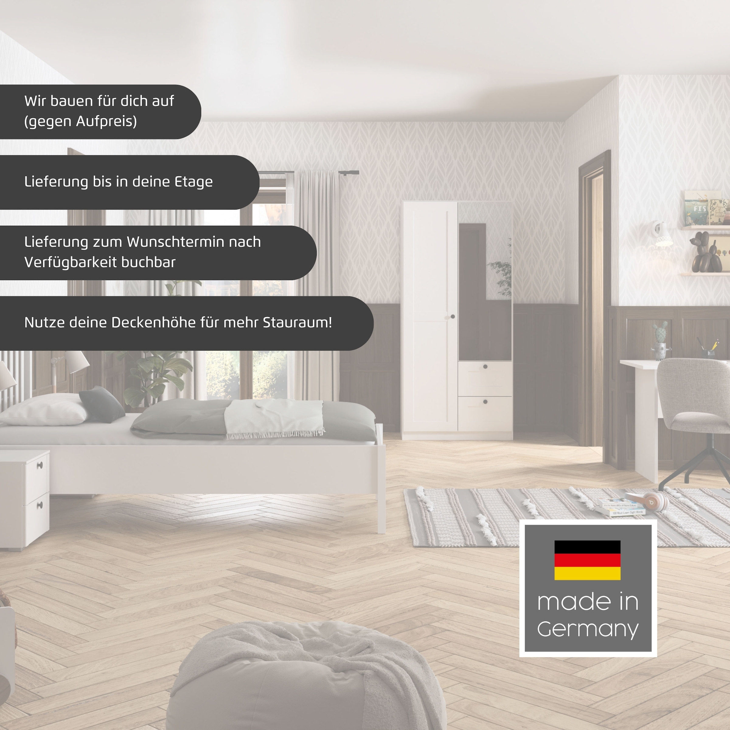 rauch Drehtürenschrank »Kleiderschrank Schrank Garderobe Ankleide Schlafzimmerschrank YLVA« Breiten: 90/135/180 cm, Höhe 197 cm,  skandinavischer Style mit Rahmenfront und Knopfgriffen MADE IN GERMANY