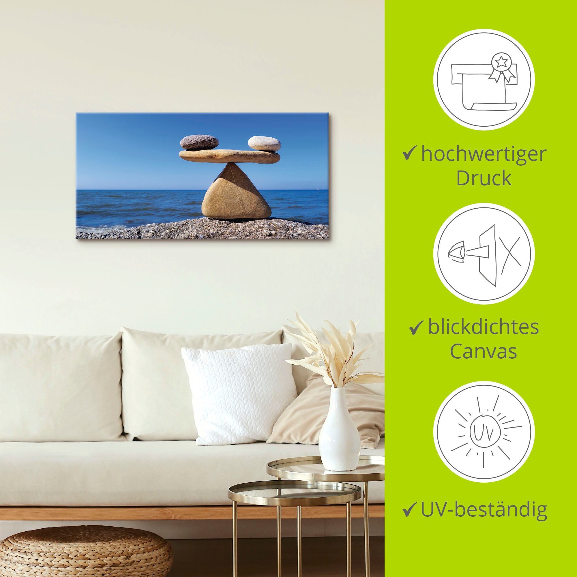 Artland Wandbild »Gleichgewicht - Steine Meer« Zen 1 Stk. tlg. als Alubild, Outdoorbild, Leinwandbild, Poster, Wandaufkleber