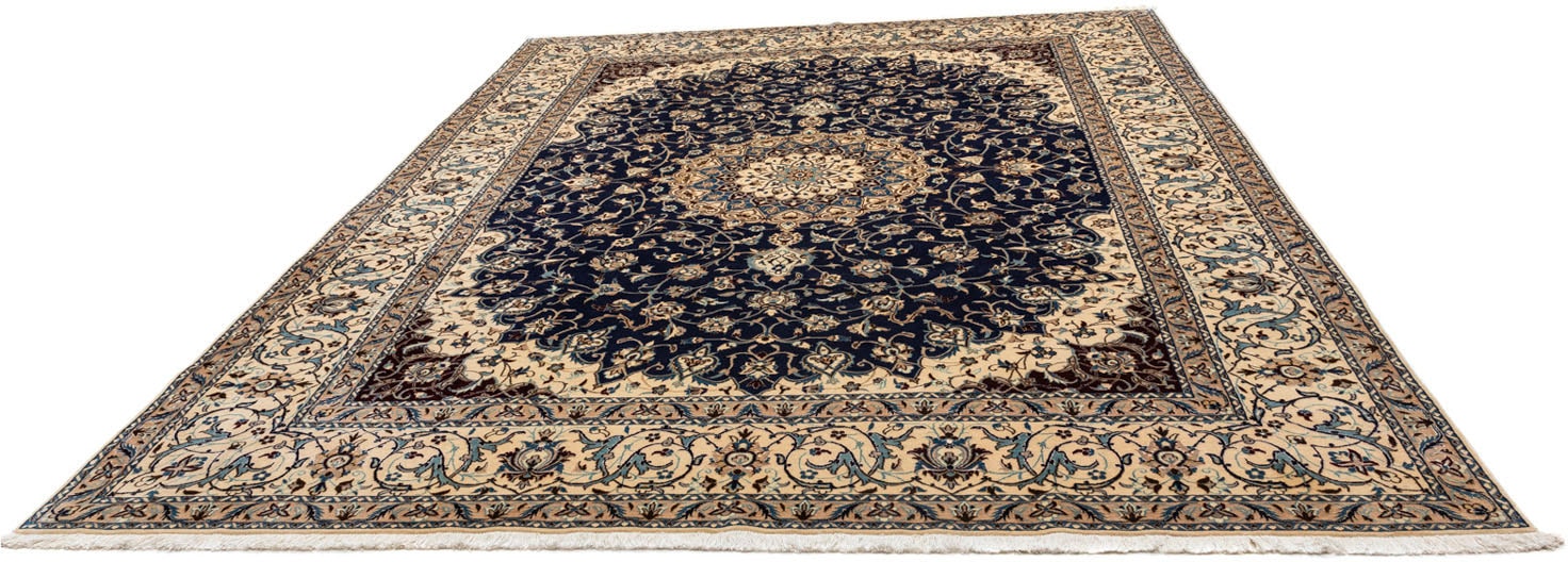 morgenland Wollteppich »Nain Medaillon Blu scuro 350 x 258 cm«, rechteckig, günstig online kaufen