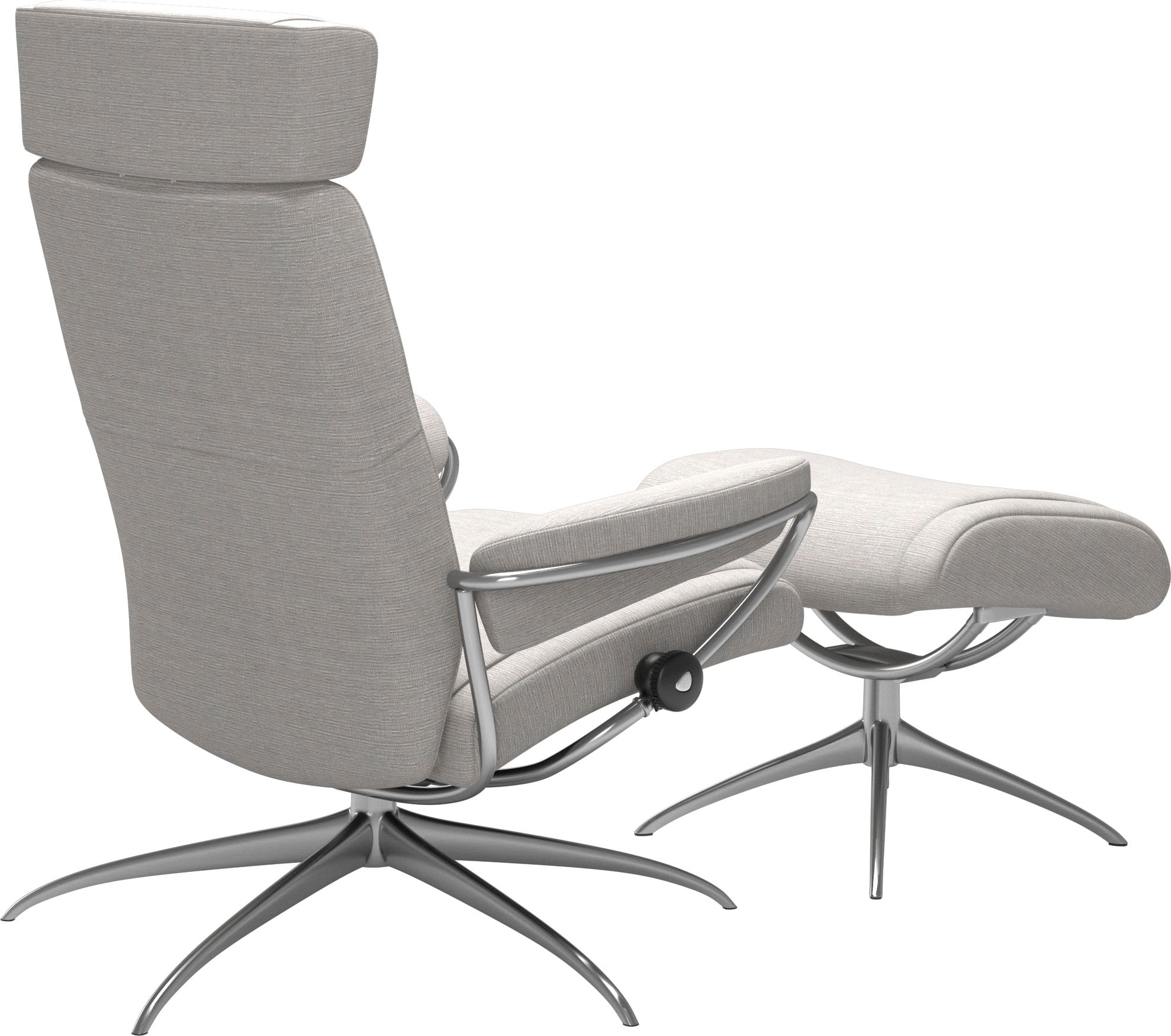 Stressless® Relaxsessel »Paris«, (Set, Relaxsessel mit Hocker), mit Hocker, Low Back mit Kopfstütze, mit Star Base, Gestell Chrom