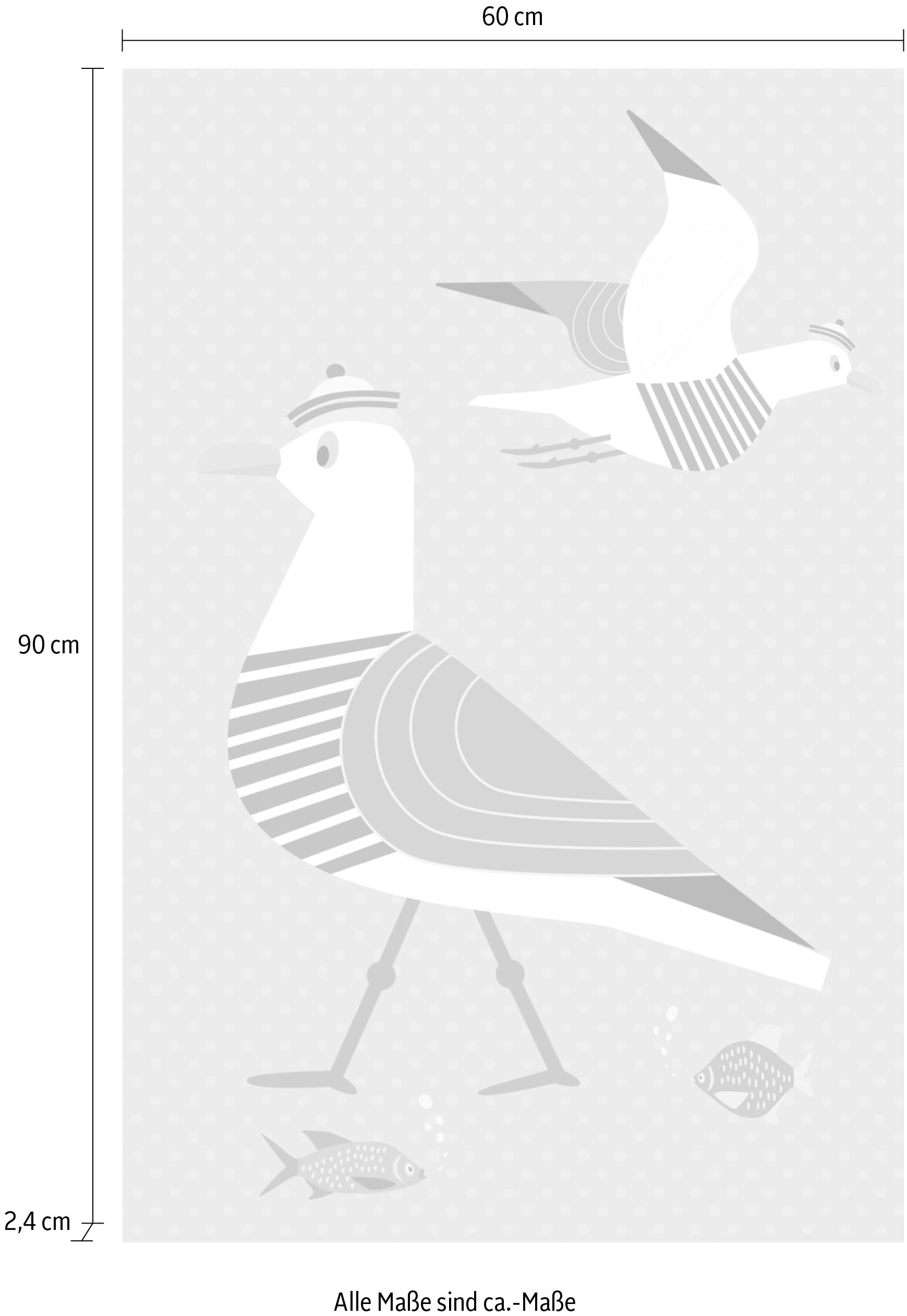 queence Acrylglasbild »Möwen und Fische« Strand | Strandbilder | Vogelbilder | Vögel | Wassertiere Fine Art-Print in Galeriequalität