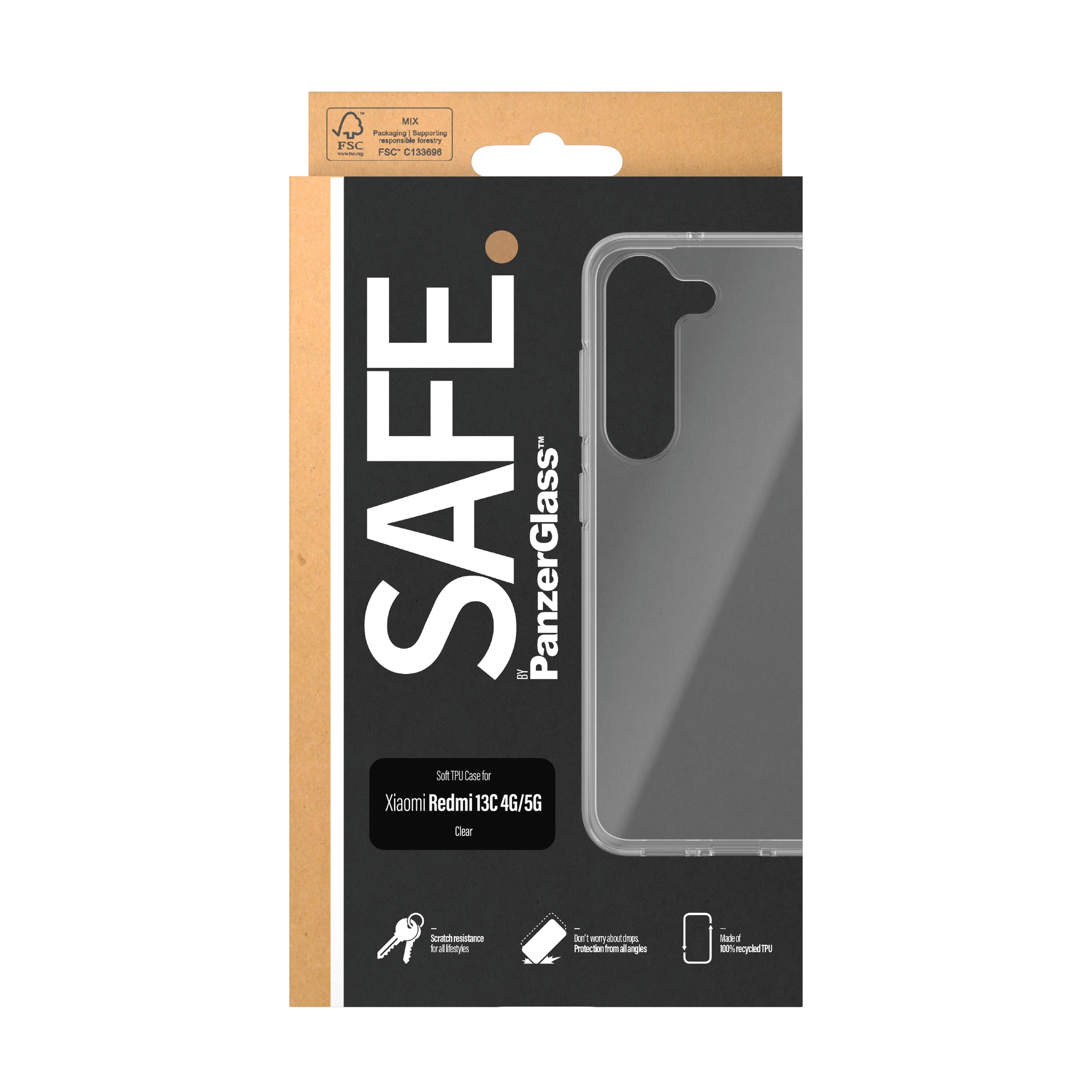 SAFE by PanzerGlass Handyhülle »TPU Case für Xiaomi Redmi 13C« Backcover, Schutzhülle, Handyschutzhülle, Case, Schutzcase, stoßfest