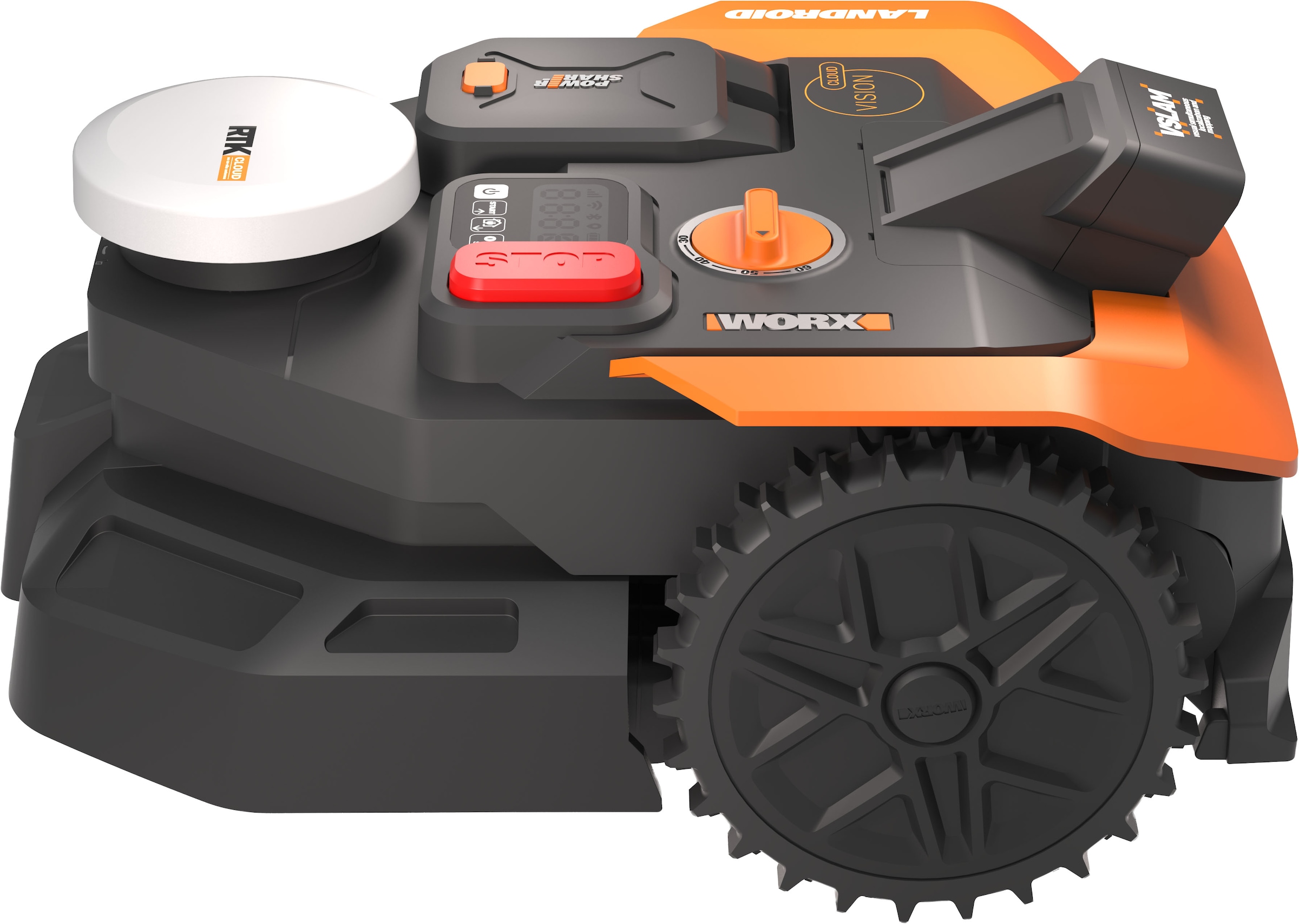 Worx Rasenmähroboter »Landroid Vision Cloud WR365E ohne Begrenzungskabel,  Auto-Mapping« KI-Hinderniserkennung, VSLAM+ RTK Cloud Navigation,   App-Steuerung