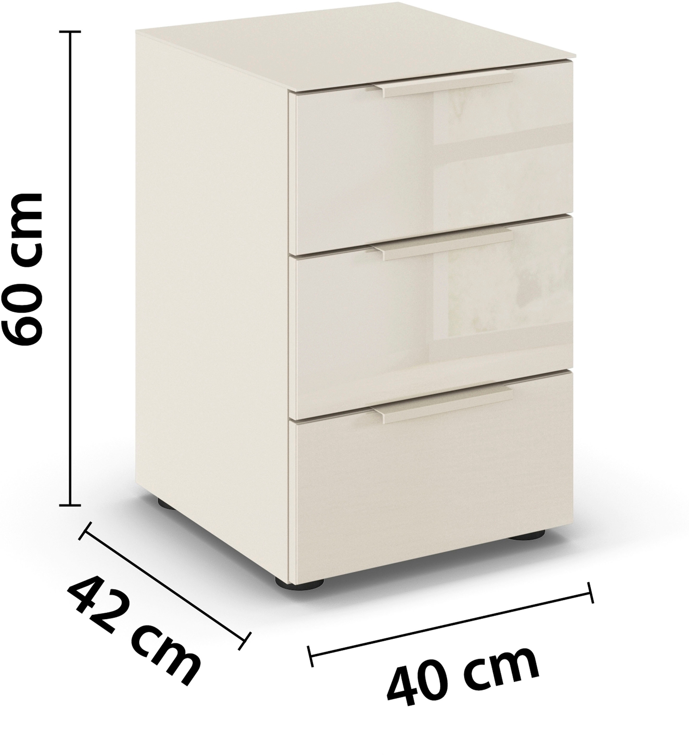 rauch Nachtkommode »Nachttisch Nachtschrank Nachtkonsole FLIPP mit Glasfront« Breite 40 cm,  mit 3 Schubladen und Soft-Close-Funktion, Oberboden und Front Glas
