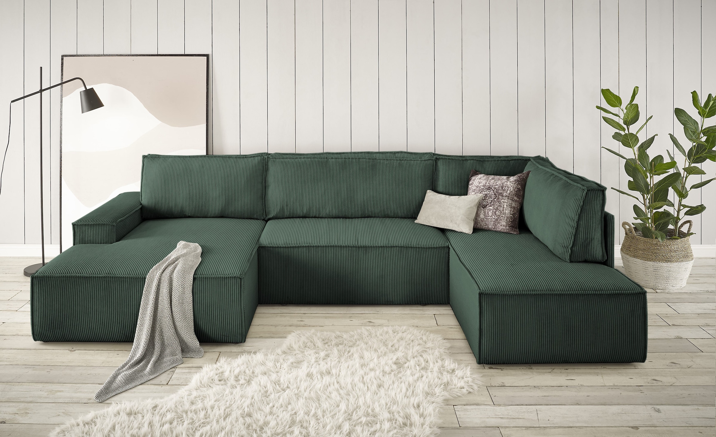 Home affaire Wohnlandschaft "SHERWOOD XXL 329 cm, U-Form, Schlafsofa,", Sch günstig online kaufen