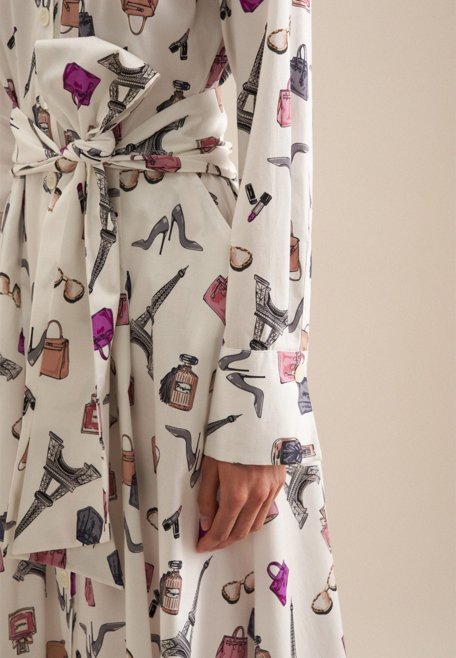 seidensticker Sommerkleid »Schwarze Rose« Langarm Kragen Druck