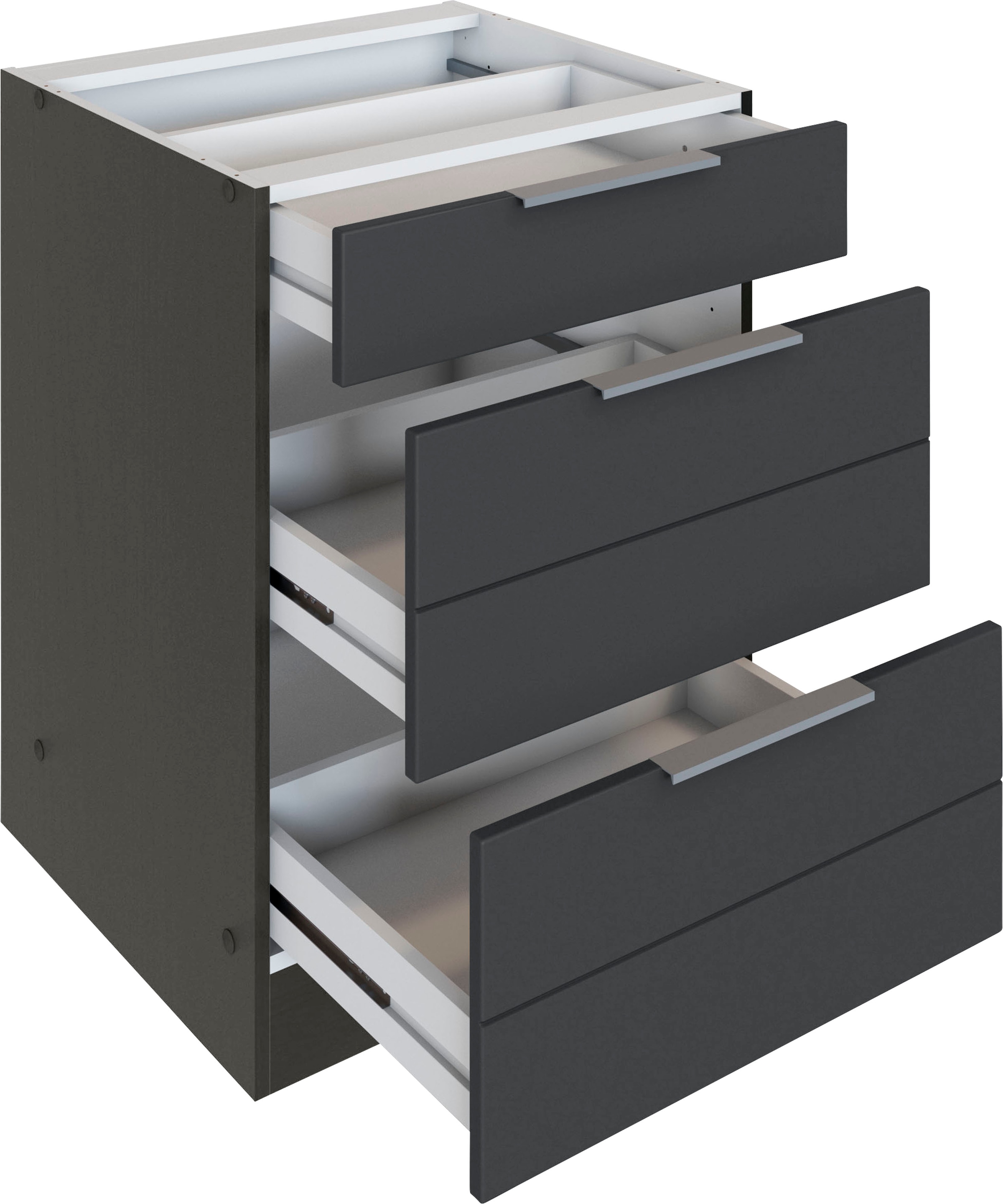 KOCHSTATION Auszugsunterschrank »KS-Luhe«, 60 cm breit, hochwertige MDF-Fronten mit waagerechter Lisene