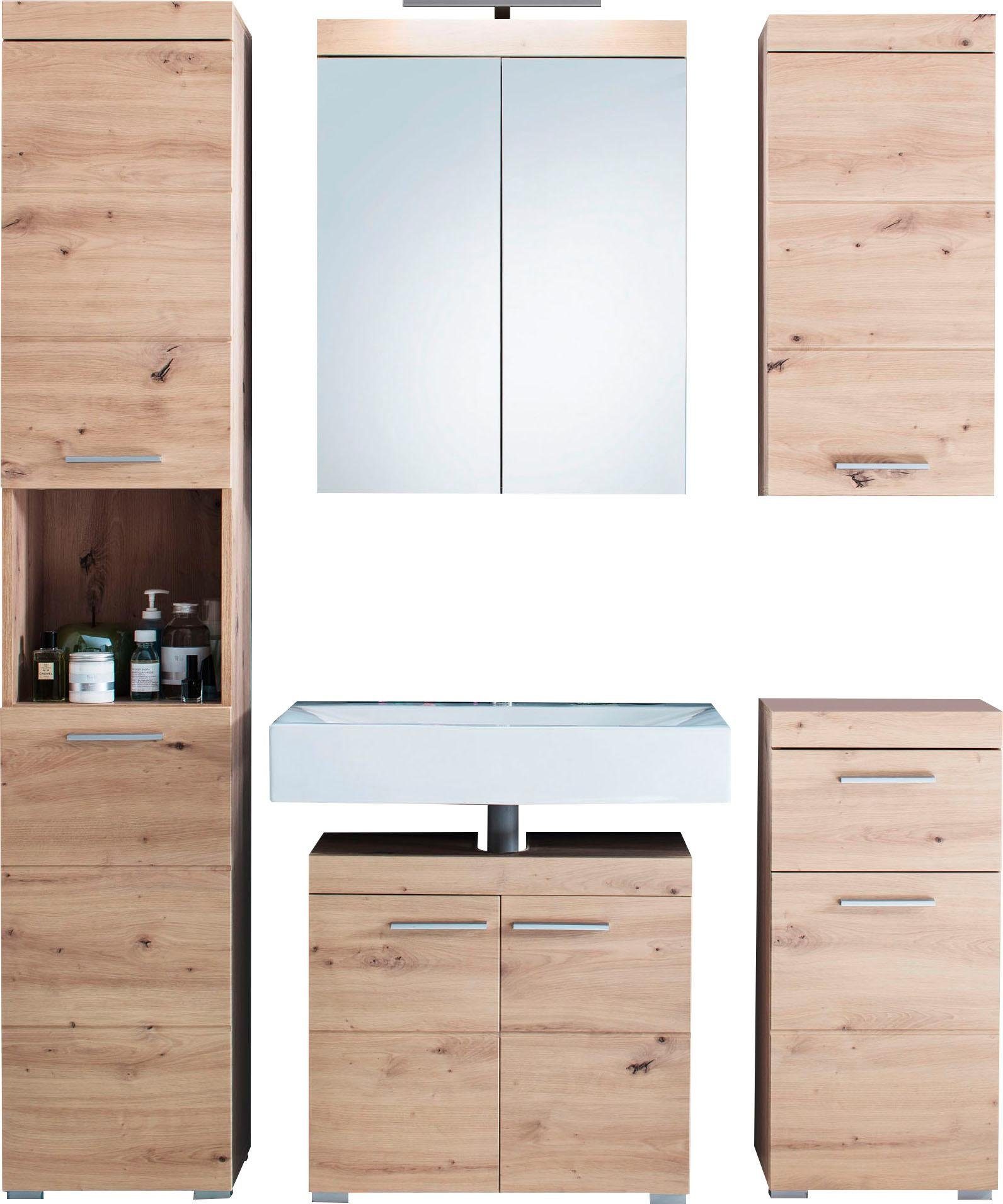 welltime Badmöbel-Set »Avena« Set, 5 Stk. tlg. Hochschrank, WBU, Spiegelsch günstig online kaufen