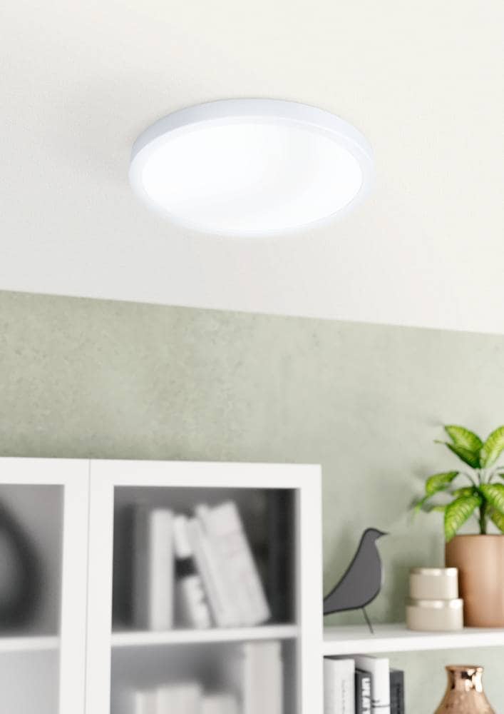 EGLO Deckenleuchte »FUEVA 5 Deckenlampe, weiß, IP44, geringe Aufbauhöhe, 20 Watt, Rund«, Leuchtmittel LED-Modul | LED fest integriert, Aufbauleuchte, Badezimmer, Bad-Deckenlampe, modern, 28,5x2,8cm