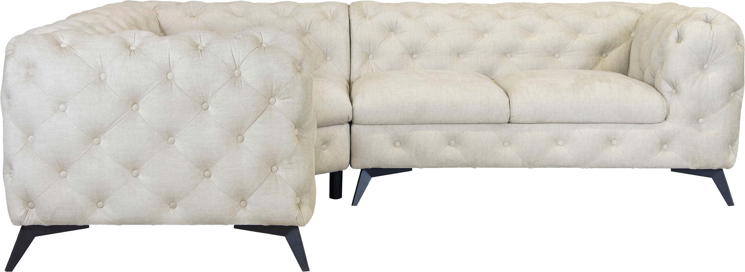 Leonique Chesterfield-Sofa »Ecksofa GLYNIS L-Form mit Wellenunterfederung, günstig online kaufen