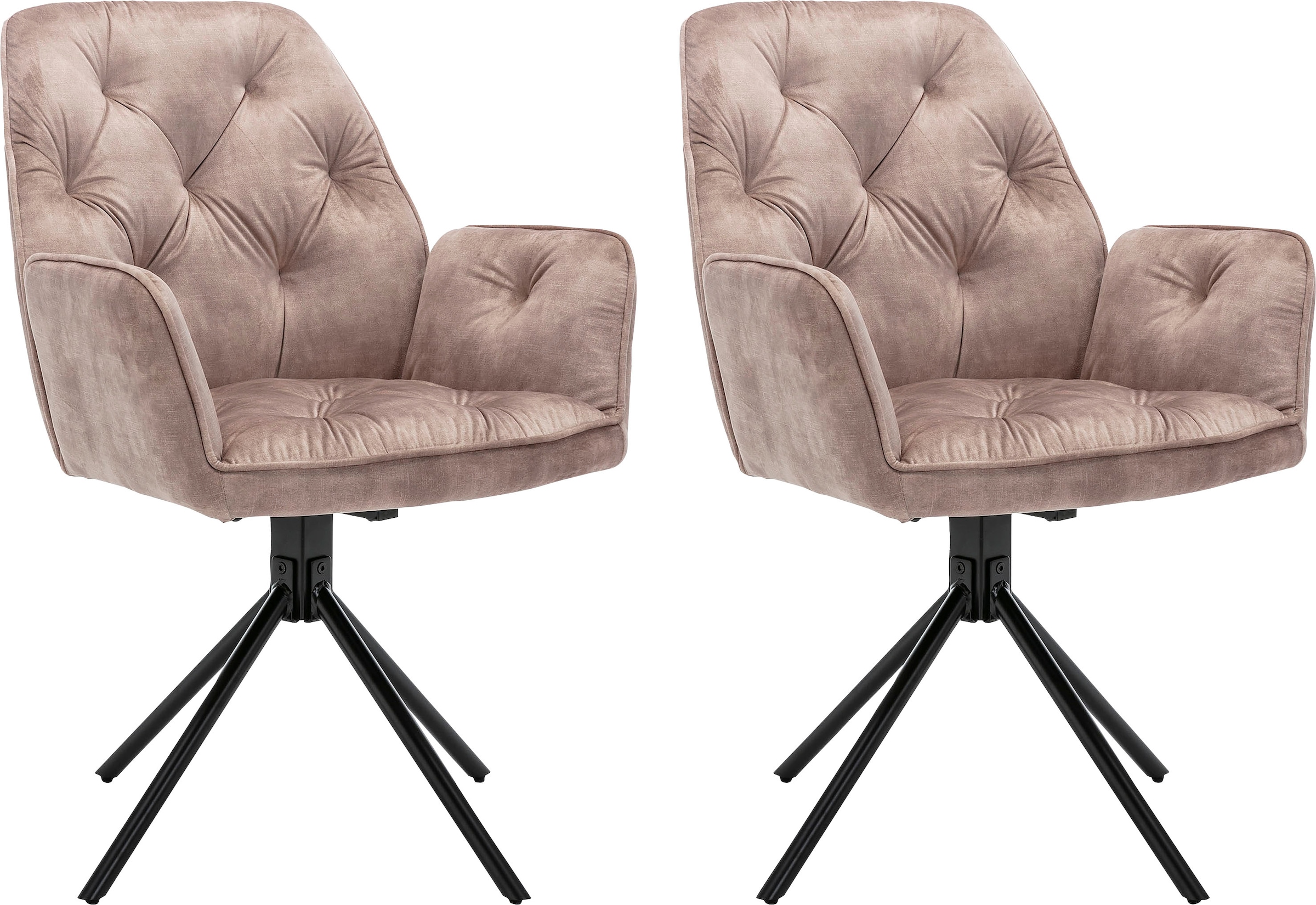 byLIVING Esszimmerstuhl »Sarina«, (Set), 2 St., Samtstoff Velvet, 2er-Set, hochwertiger Vintage-Samt Bezug mit Steppung, 360Grad drehbar