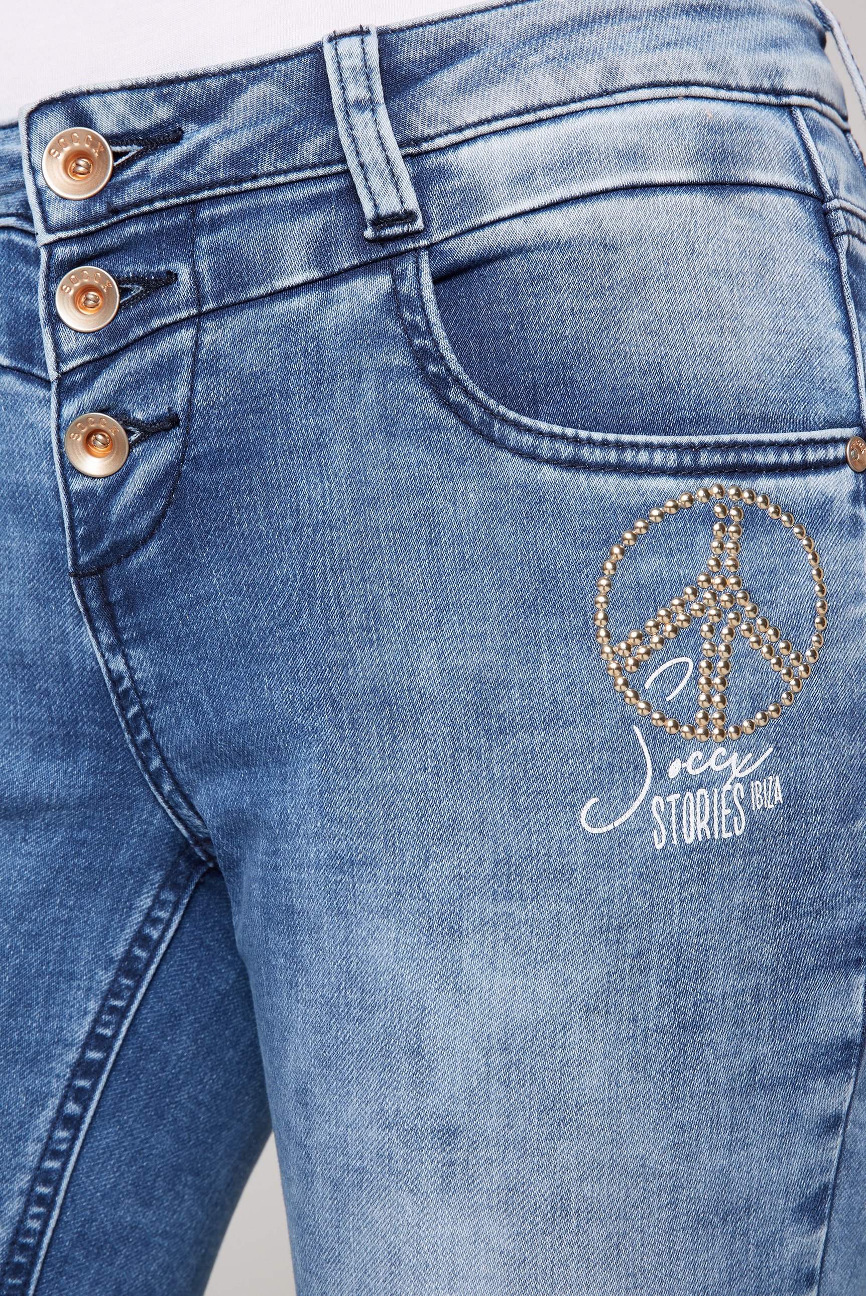 SOCCX Slim-fit-Jeans, mit Wording-Print