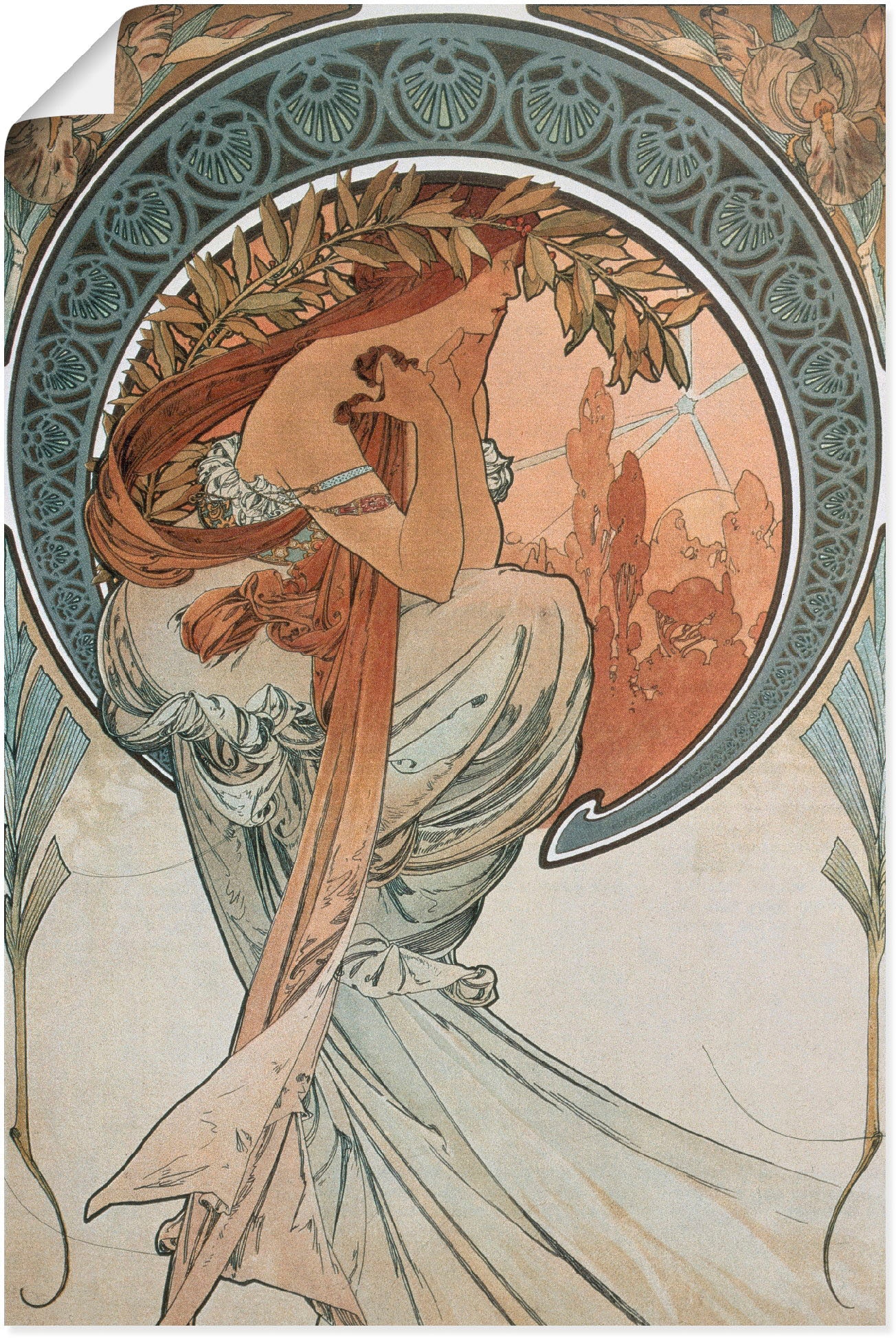 Artland Kunstdruck »Vier Künste: Die Poesie. 1898«, Frau, (1 St.), als Alubild, Leinwandbild, Wandaufkleber oder Poster in versch. Größen