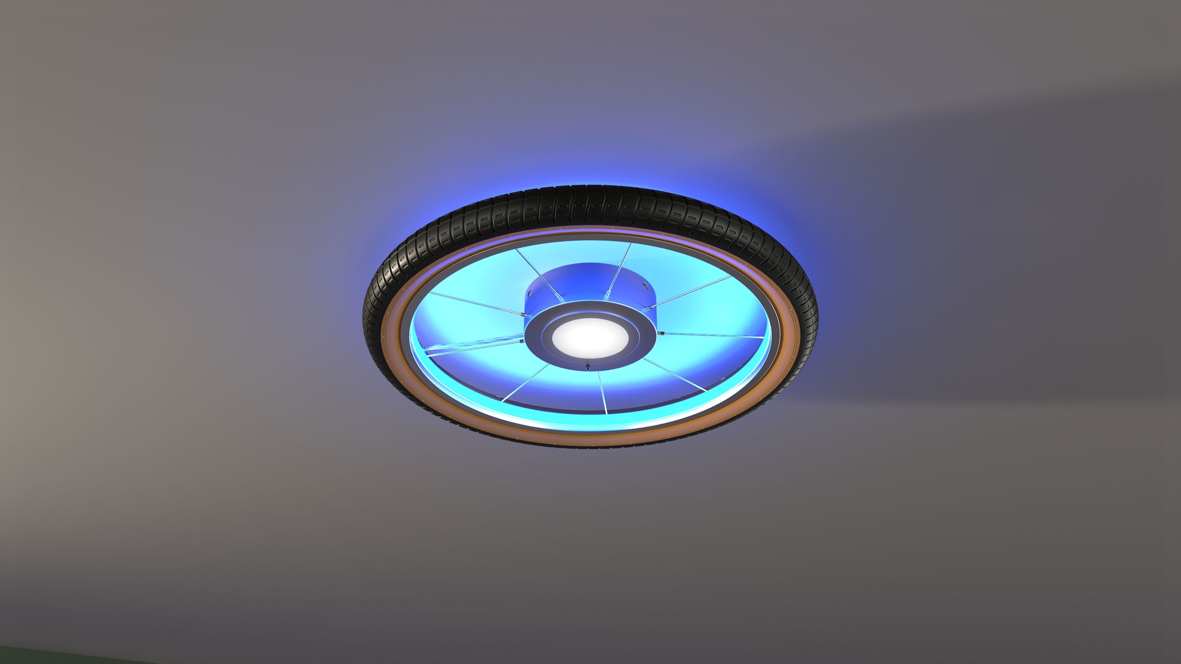 my home Deckenleuchte »Bela, Wheel, Reifen, Deckenlampe im Reifendesígn«, Leuchtmittel LED-Modul | LED wechselbar, Ø 51cm, Hauptlicht und indirekte Beleuchtung getrennt schaltbar