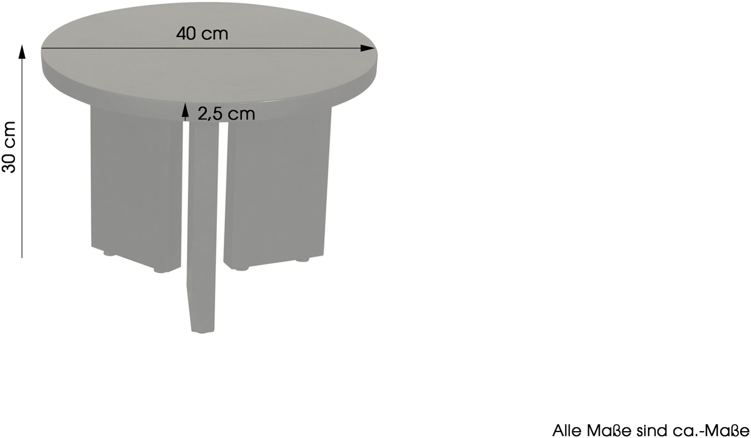 byLIVING Couchtisch »Round«, (1 St.), aus 2,5cm starkem Massivholz schwarz, einzeln oder im Set stellbar