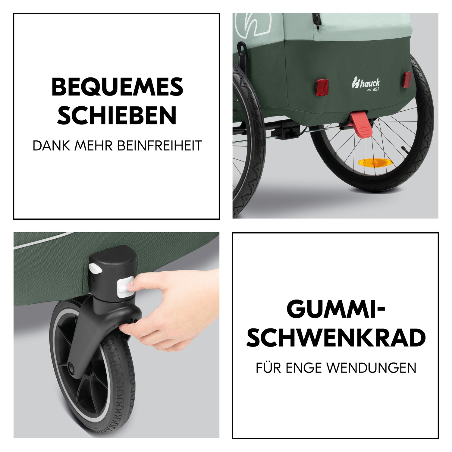 Hauck Fahrradkinderanhänger »2in1 Bike Trailer und Buggy Dryk Duo Plus, dark green«, für 2 Kinder; inklusive Deichsel