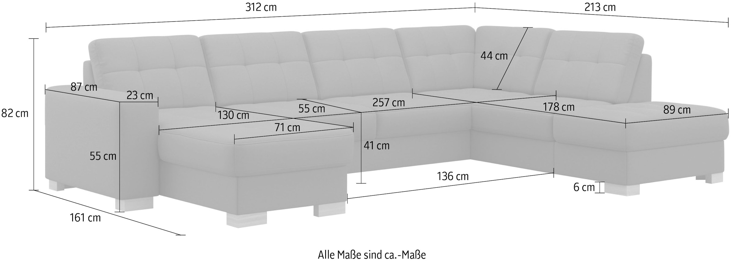 sit&more Wohnlandschaft »Quincy U-Form«, wahlweise mit Bettfunktion und Bettkasten