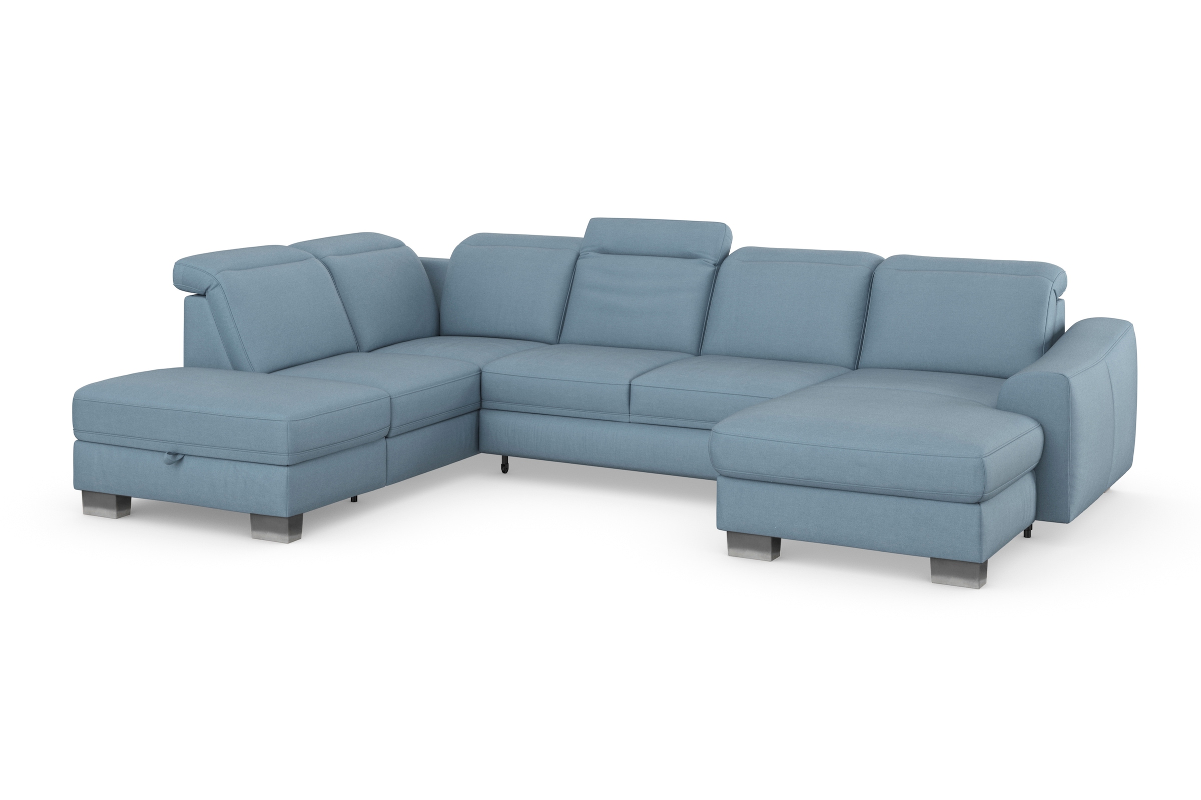 sit&more Wohnlandschaft »Dundee U-Form«, mit Federkern und Edelstahlfüßen, wahlweise mit Kopfteilverstellung