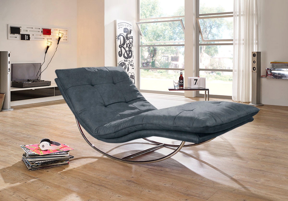 W.SCHILLIG Relaxliege »daily dreams«, in Waffelkissen-Optik, Schaukelgestell Chrom glänzend, in 2 Breiten