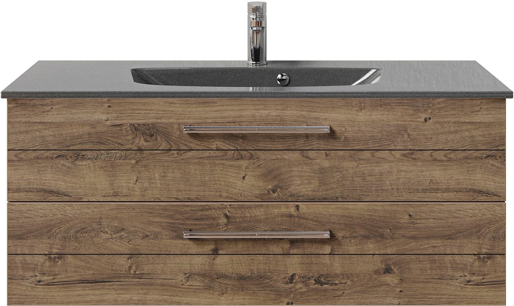 Saphir Waschtisch »Serie 6025 Mineralmarmor-Waschtisch mit Unterschrank, 117 cm breit«, Waschplatz mit 2 Schubladen, hängend, verschiedene Ausführungen