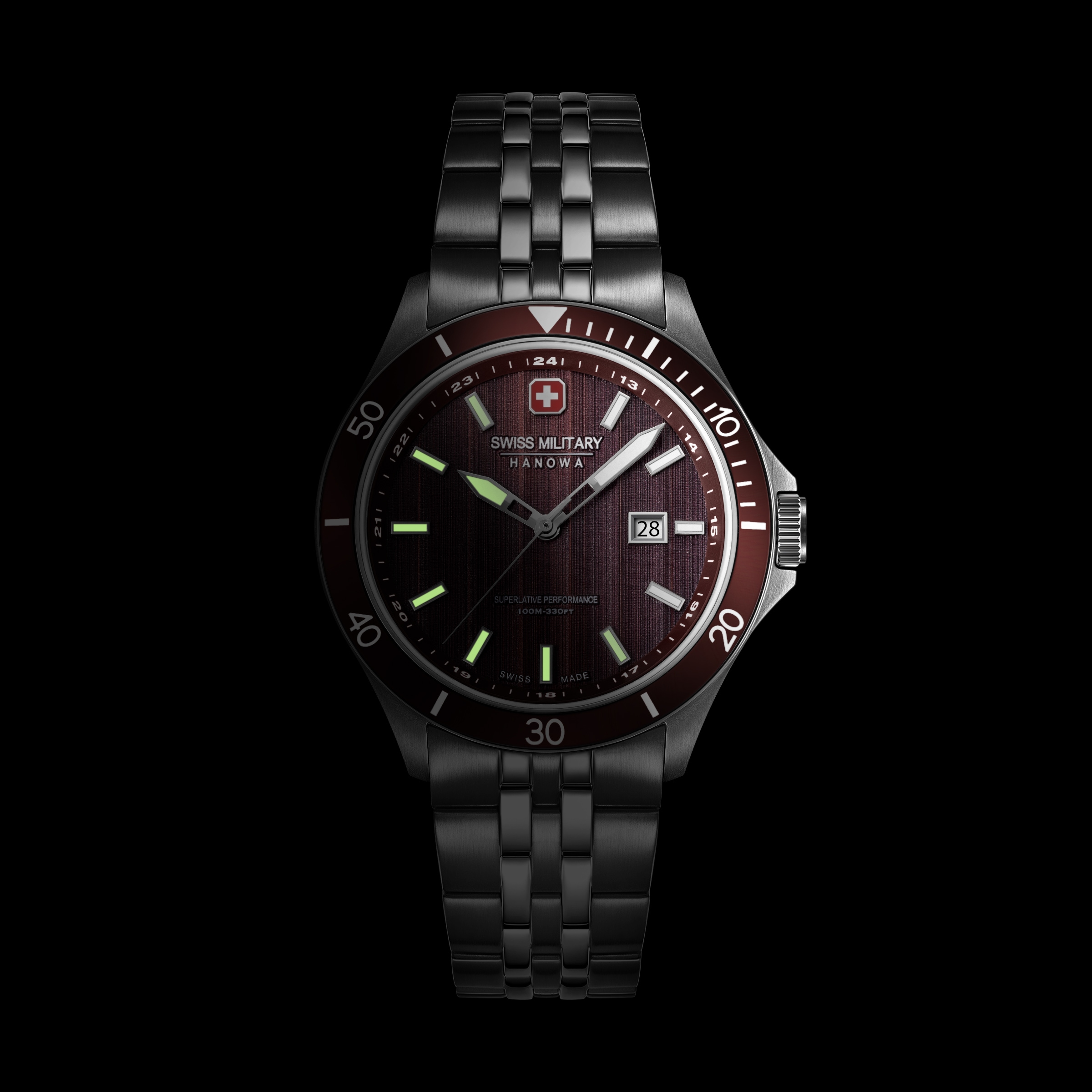 Swiss Military Hanowa Quarzuhr »Flagship Elements« Armbanduhr, Herrenuhr, Swiss Made, Edelstahlarmband, analog, Tag