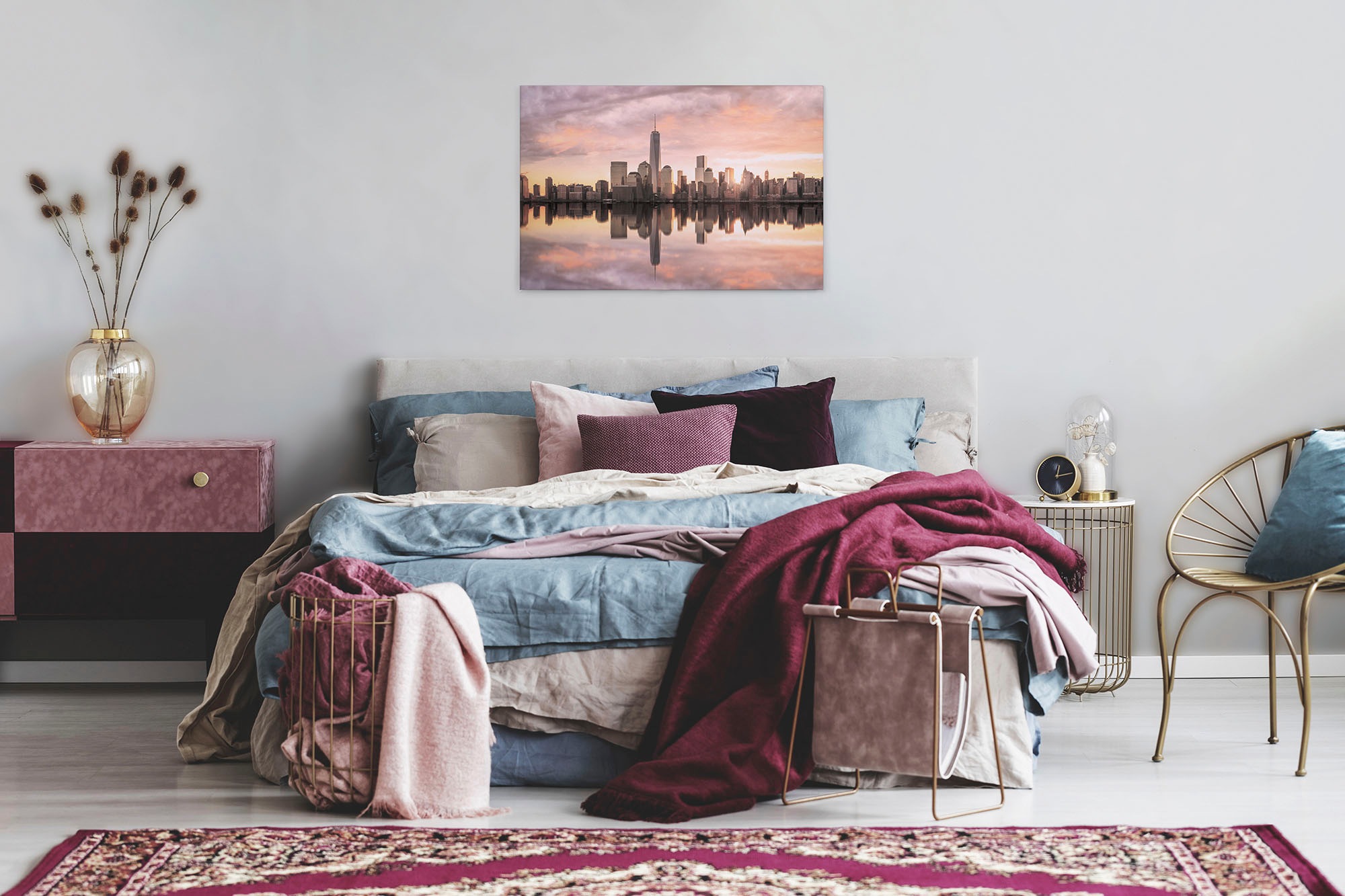A.S. Création Leinwandbild »Skyline NY«, Kunst-New York-Kinder, (1 St.), Skyline Bild Keilrahmen Großstadt Leinwand-Bild Wohnzimmer modern Wand