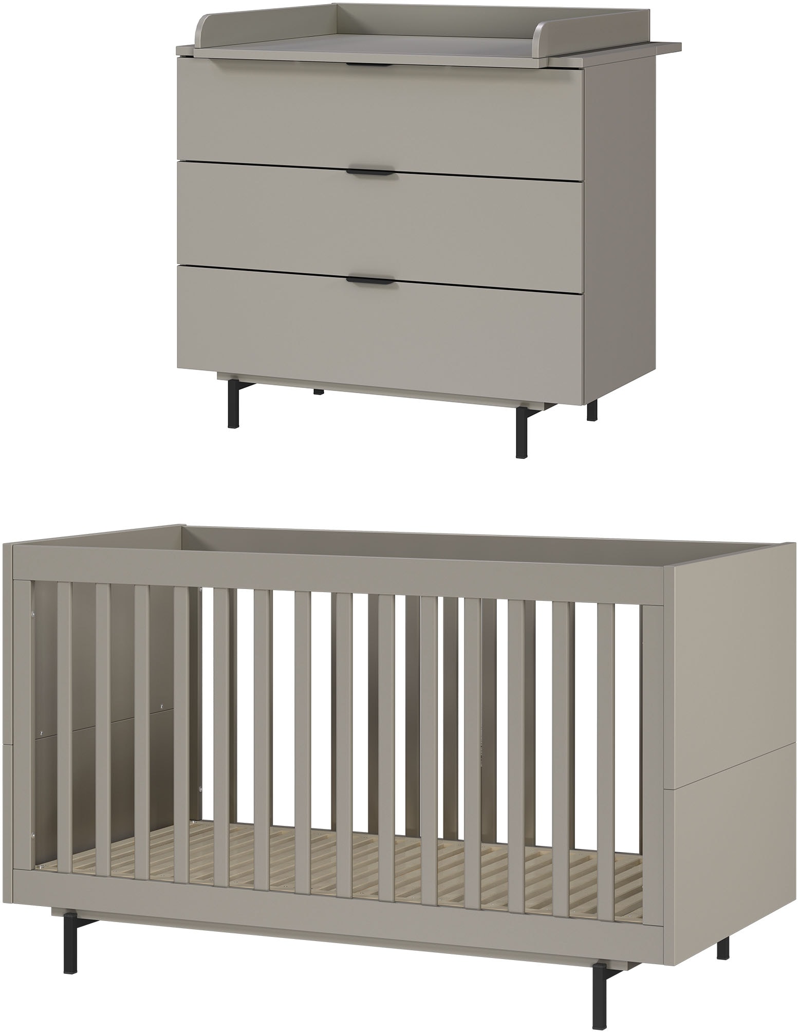 Babymöbel-Set GERMANIA Tomino, grau (steingrau), B:264cm H:102cm T:75cm