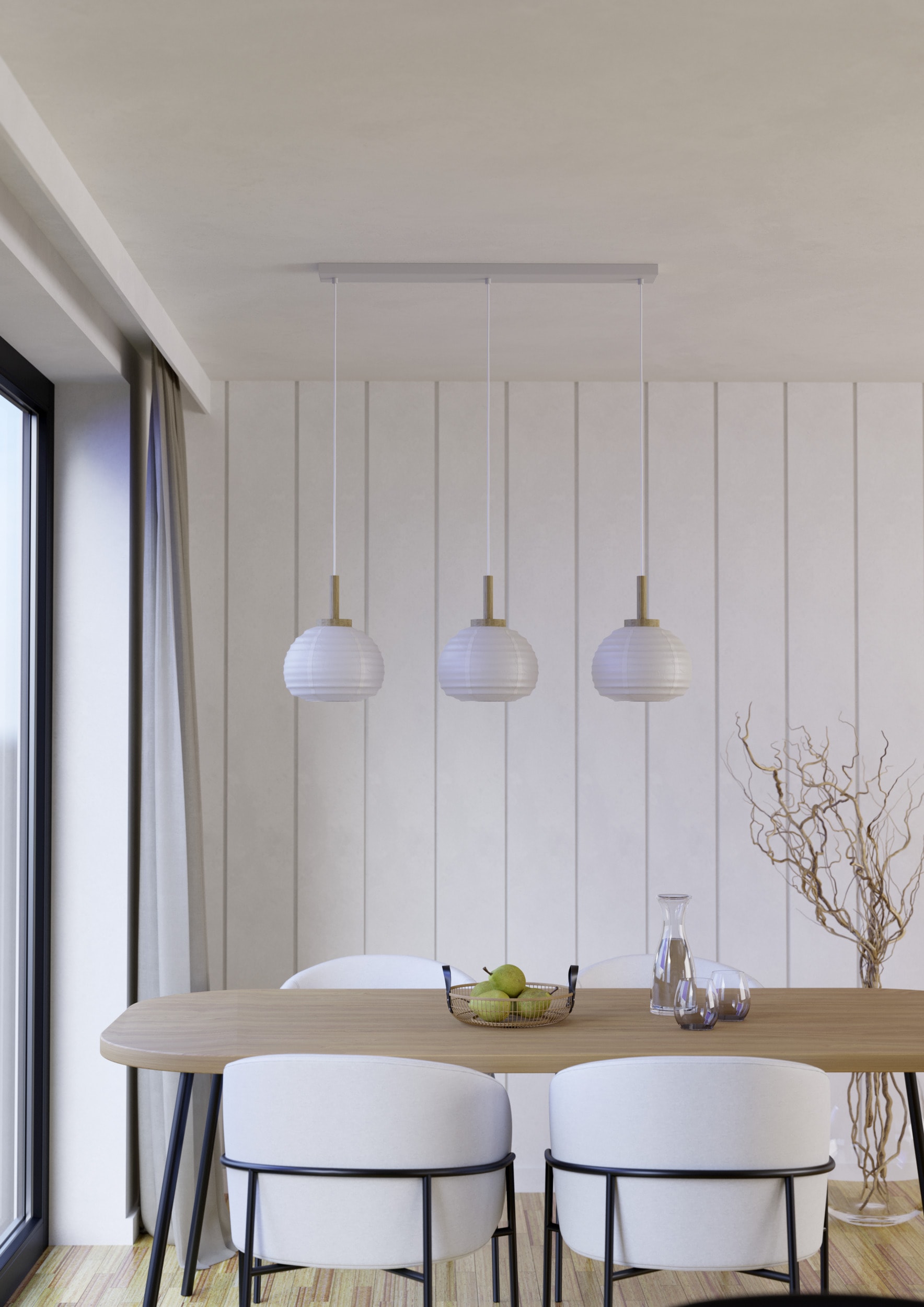 EGLO Hängeleuchte »SUMMERHILL Pendellampe - Stahl, Holz - E27 - 3X40W - IP20« E27 1 Stk. Hängelampe, Deckenlampe, Wohnzimmer, Esszimmer, L92,5 x B22,5 x H110cm