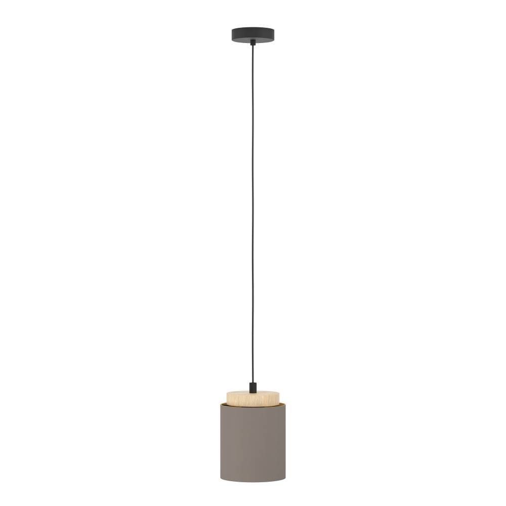 EGLO Hängeleuchte »ALBARIZA Pendellampe, Stahl, Holz, Textil, IP20, E27, Wohnzimmerlampe«, 1 flammig, Leuchtmittel E27 | ohne Leuchtmittel, Elegante Hängelampe für Esszimmer, Küche oder Wohnzimmer