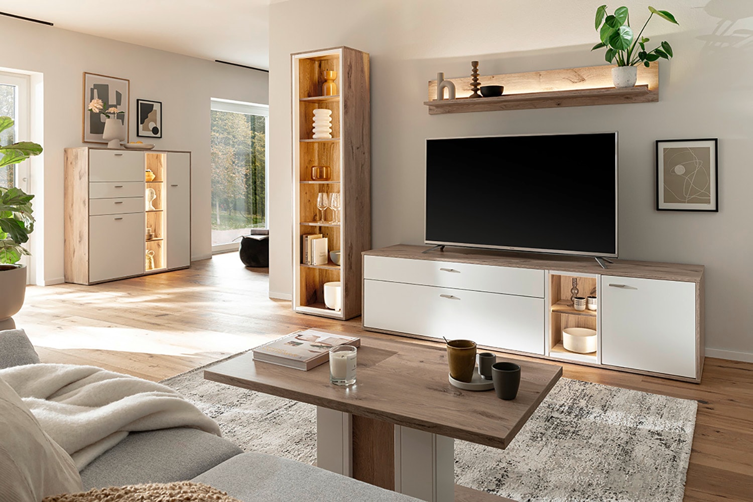 MCA furniture Wohnwand »SANTERNO«, (Komplett-Set, 3 St., 3-teilg), Wohnzimmer Set (3-tlg.), Türen & Schubkästen gedämpft, Breite 264 cm