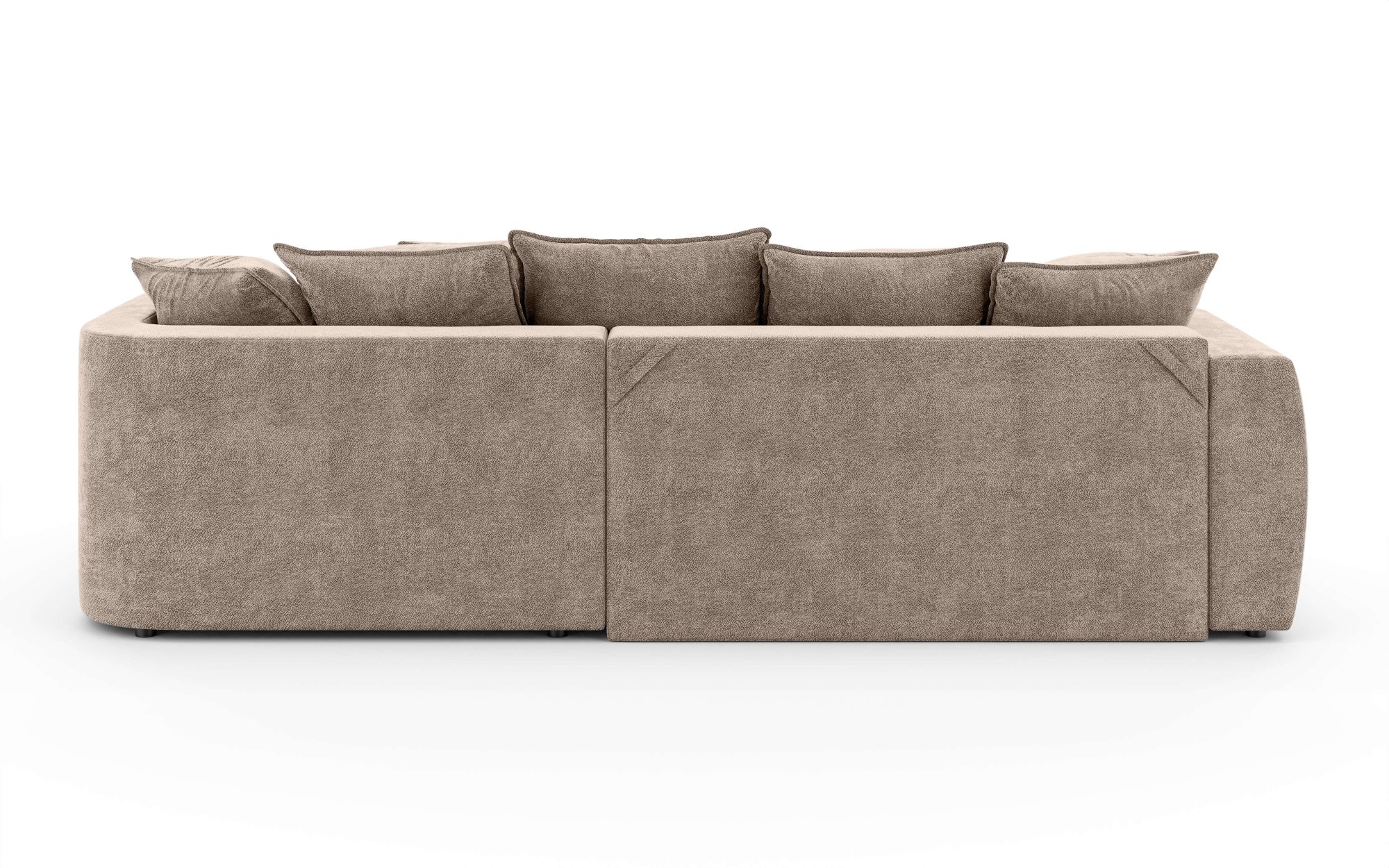 INOSIGN Ecksofa »Kahekili, Schlafsofa mit Bettkasten, Maße B/T/H: 255/181/90/ cm«, L-Form mit Wellenunterfederung, 7 Rückenkissen und 2 Zierkissen