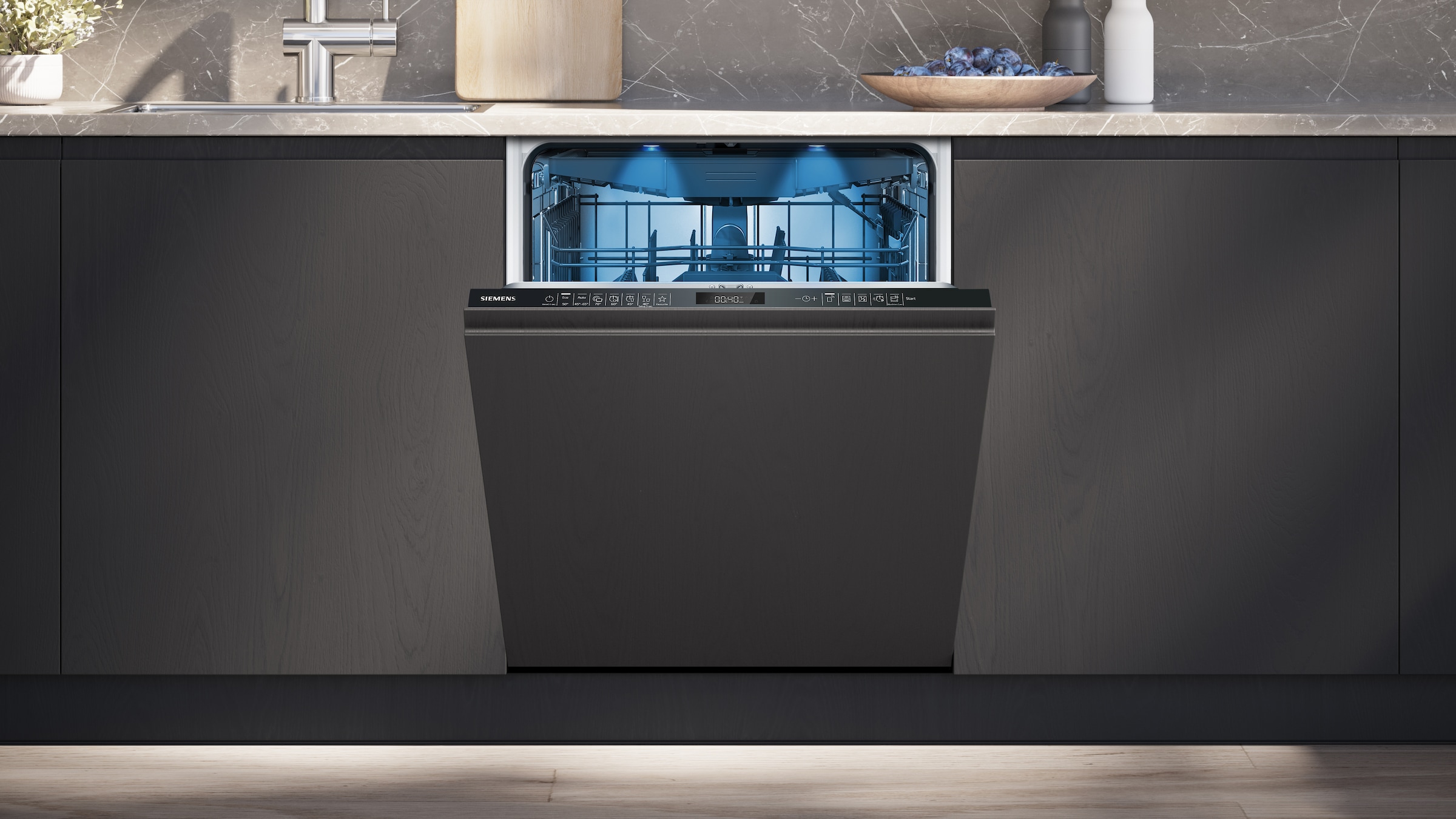 SIEMENS vollintegrierbarer Geschirrspüler iQ500 »SN95EX22CE« 14 tlg. Maßgedecke
