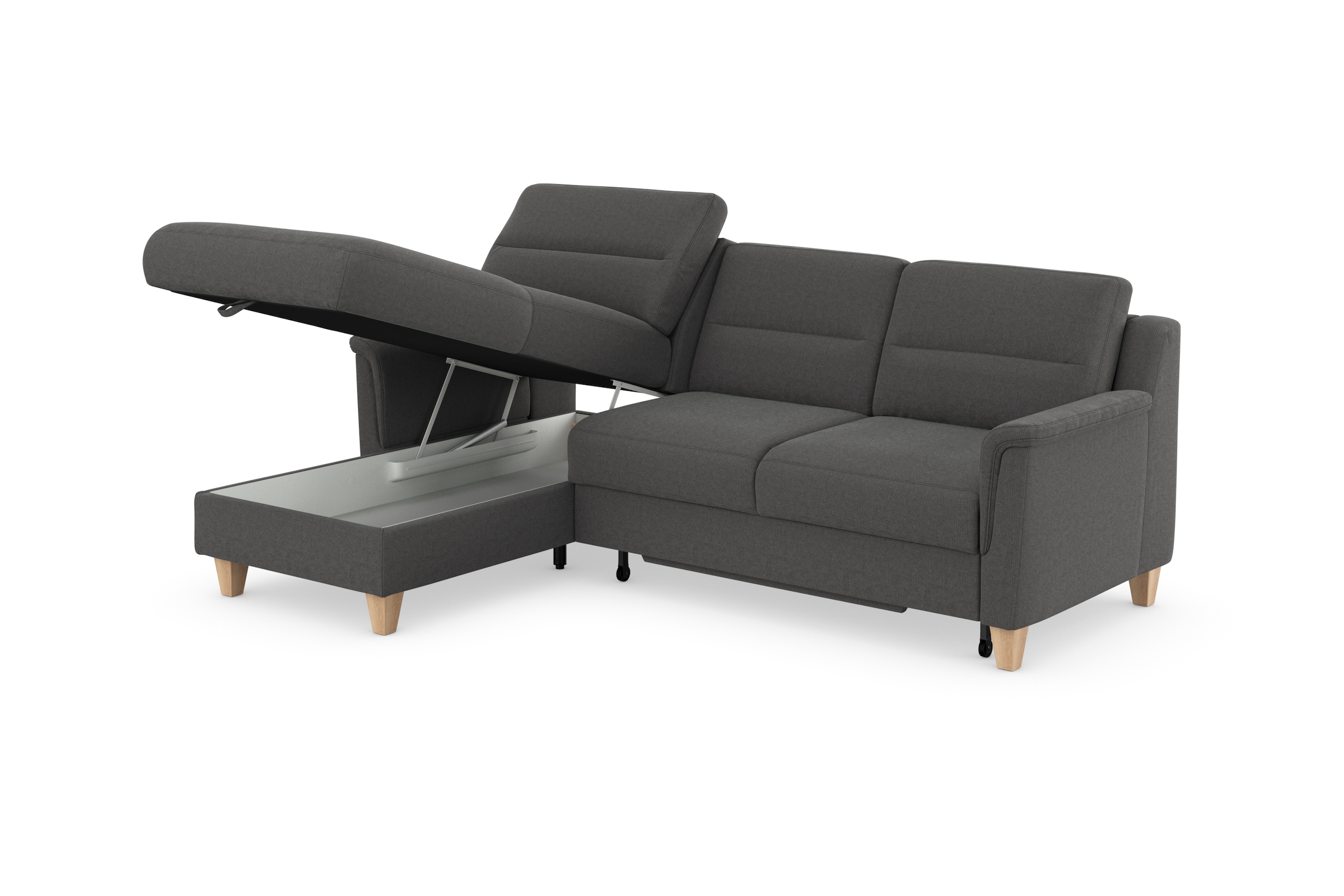 sit&more Ecksofa »Farö L-Form«, inklusive Federkern, wahlweise mit Bettfunktion und Bettkasten