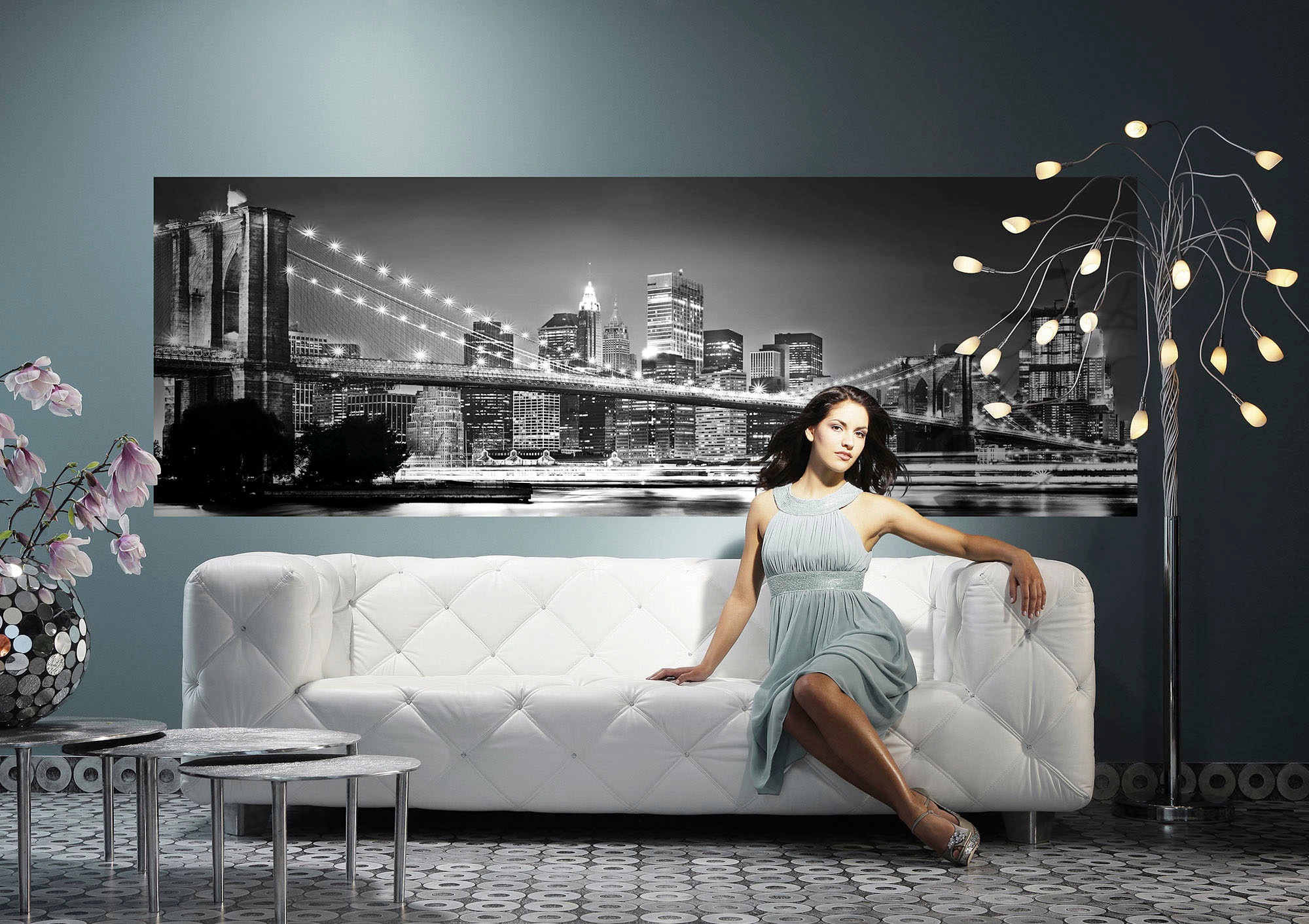 Komar Vliestapete »Digitaldruck Vlies - Brooklyn Bridge - Größe 400 x 140 cm«, bedruckt, Wohnzimmer, Schlafzimmer