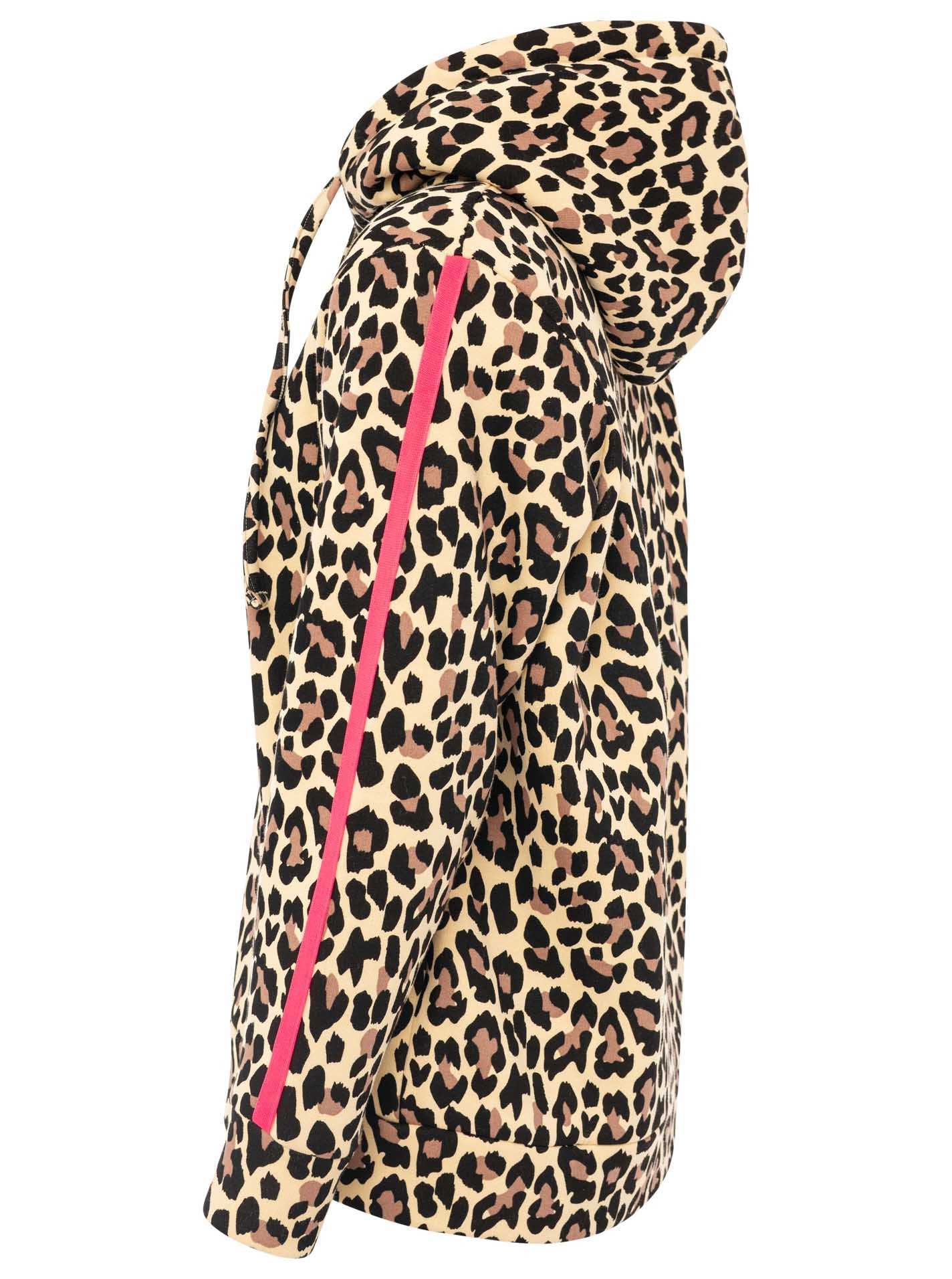 Zwillingsherz Kapuzensweatjacke »"Leo"« Leomuster, pinker Streifen am Arm, Kapuze mit Kordel, Tasche, Zipper