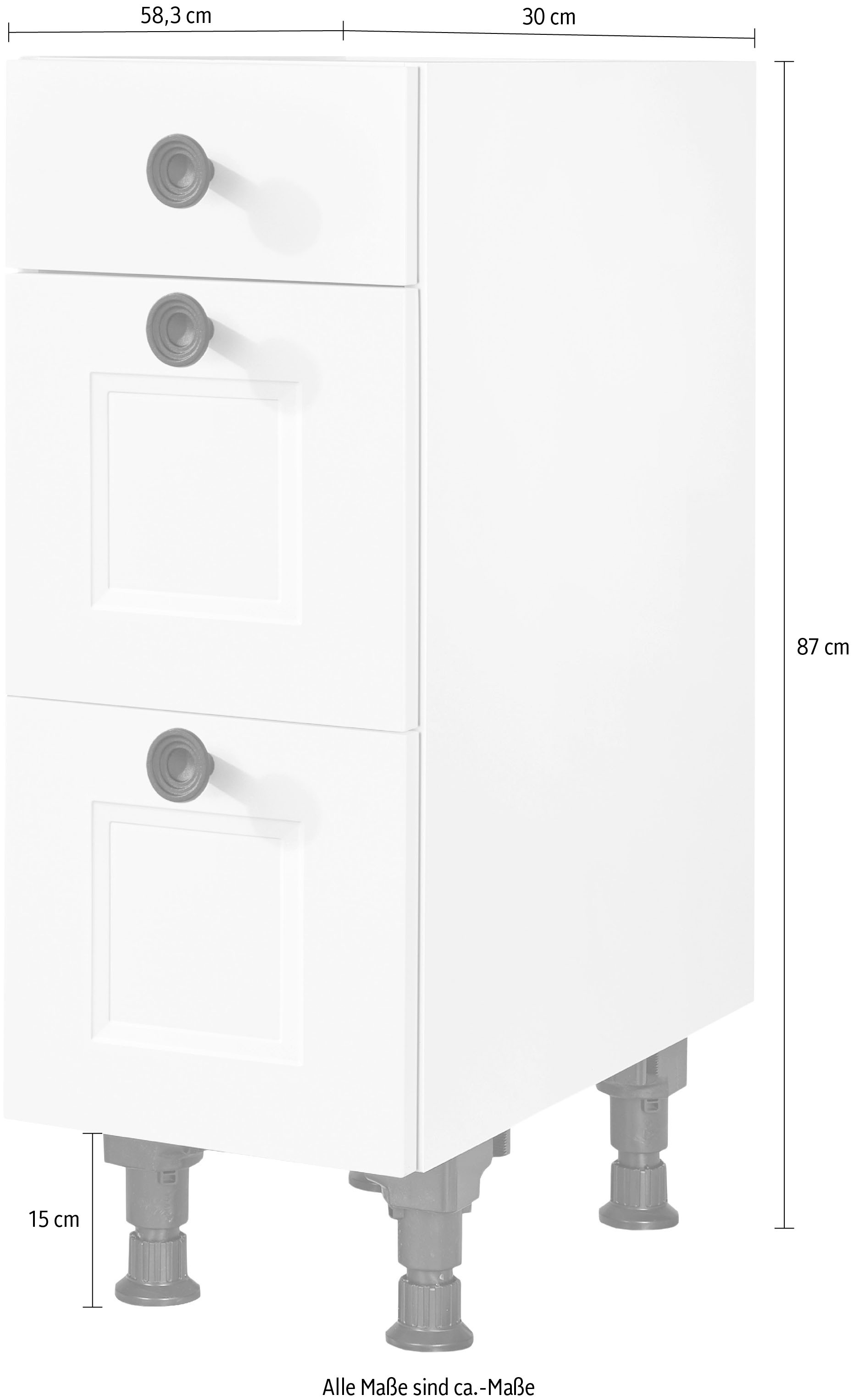 nobilia® Unterschrank »"Cascada", vormontiert, mit höhenverstellbaren Sockelfüßen, in den« Breiten 30, 45, 60 und 90 cm, mit Schubkasten und Auszügen